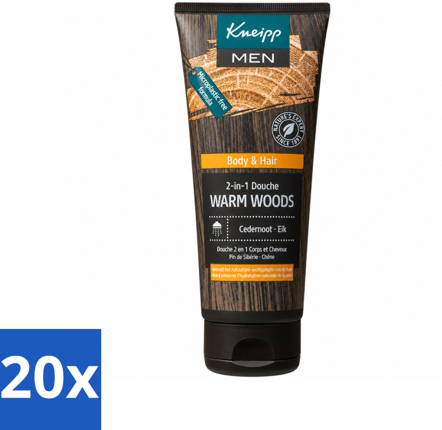 20 x Kneipp - Douchegel - Men - Warm Woods - 2-in-1 - 200 ml - Voordeelverpakking - 20 stuks