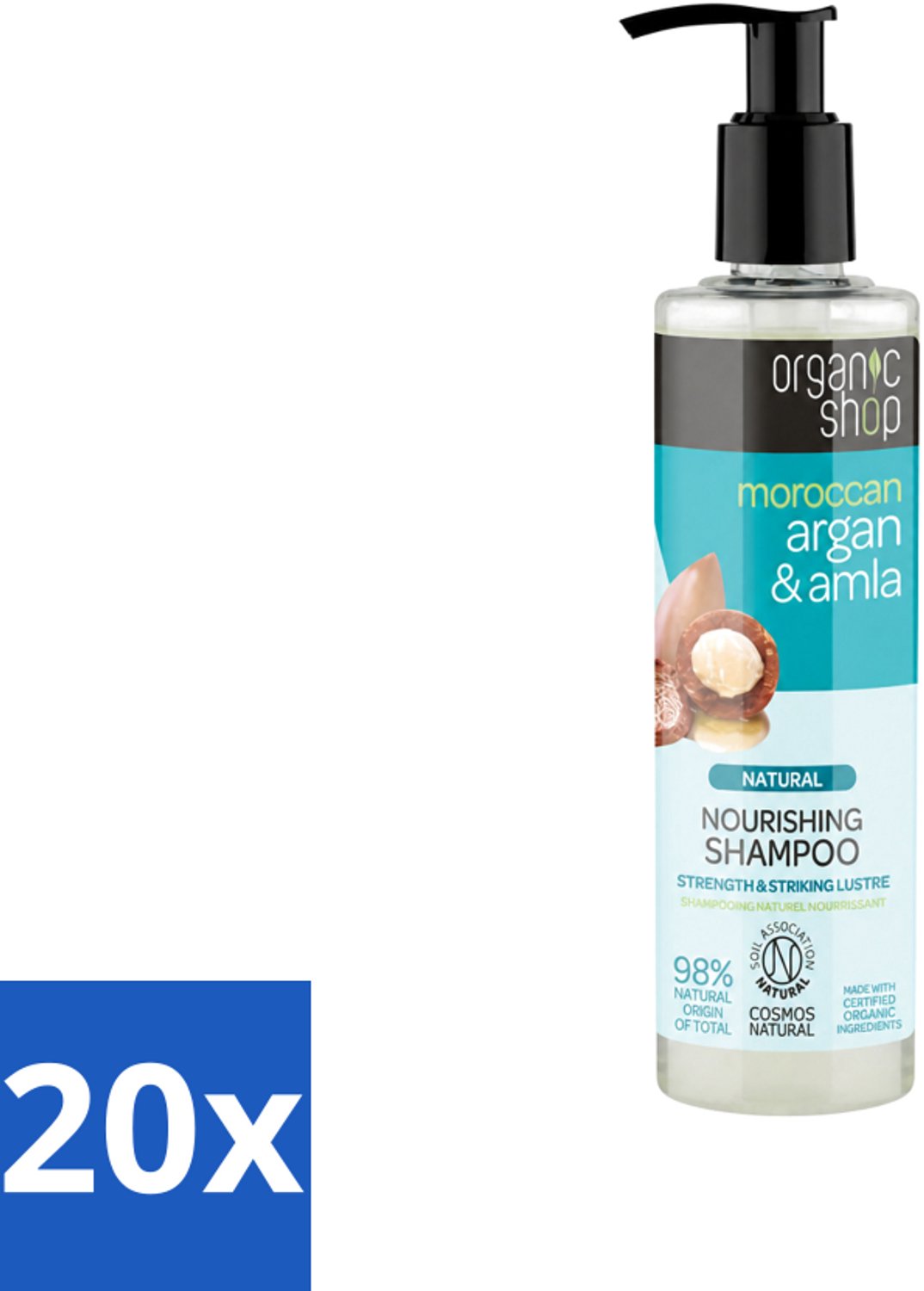 20 x Organic Shop - Natural Nourishing Shampoo - Argan Hair & Amla - Herstellend en Voedend - 280 ml - Voordeelverpakking - 20 stuks