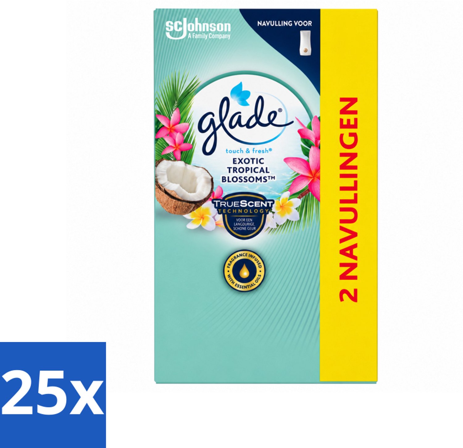 25 x Glade - Touch & Fresh - Exotic Tropical Blossoms - 2x 10 ml - Voordeelverpakking - 25 stuks