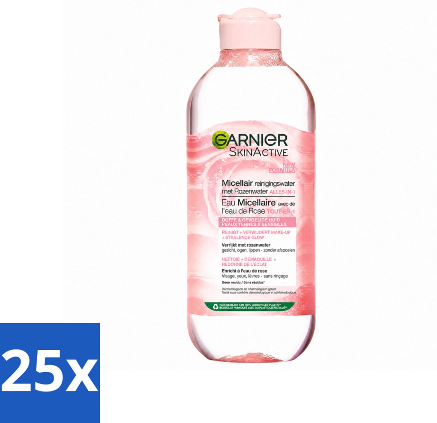 25 x Garnier - SkinActive - Micellair Reinigingswater - Rozenwater - Stralende Huid - 400 ml - Voordeelverpakking - 25 stuks