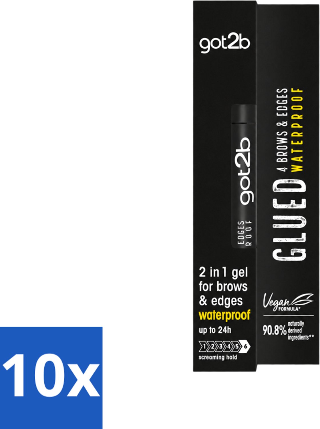 10 x Got2B - Wenkbrauwgel - 4 Brows & Edges Waterproof Transparant - 16 ml - Voordeelverpakking - 10 stuks