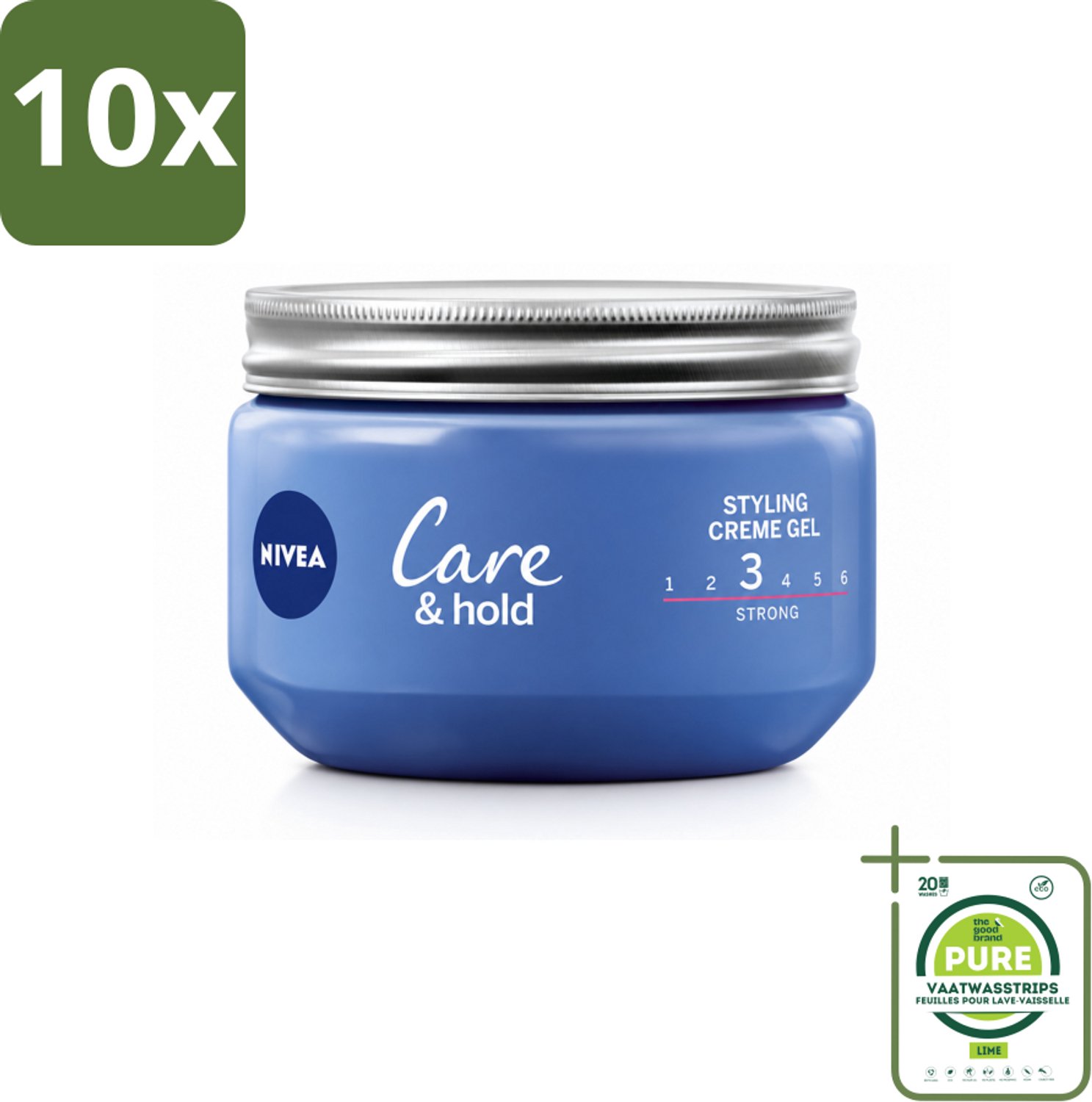 10 x NIVEA - Stylingscrèmegel - Verzorging & Stevigheid - Reinigt Onmiddellijk De Poriën - 150 ml - Grootverpakking - Vaatwasstrips - Haarkruid - Haarkruid Gel - Haarkruid Crème - Haarkruid Styling - Haarkruid Fixatie