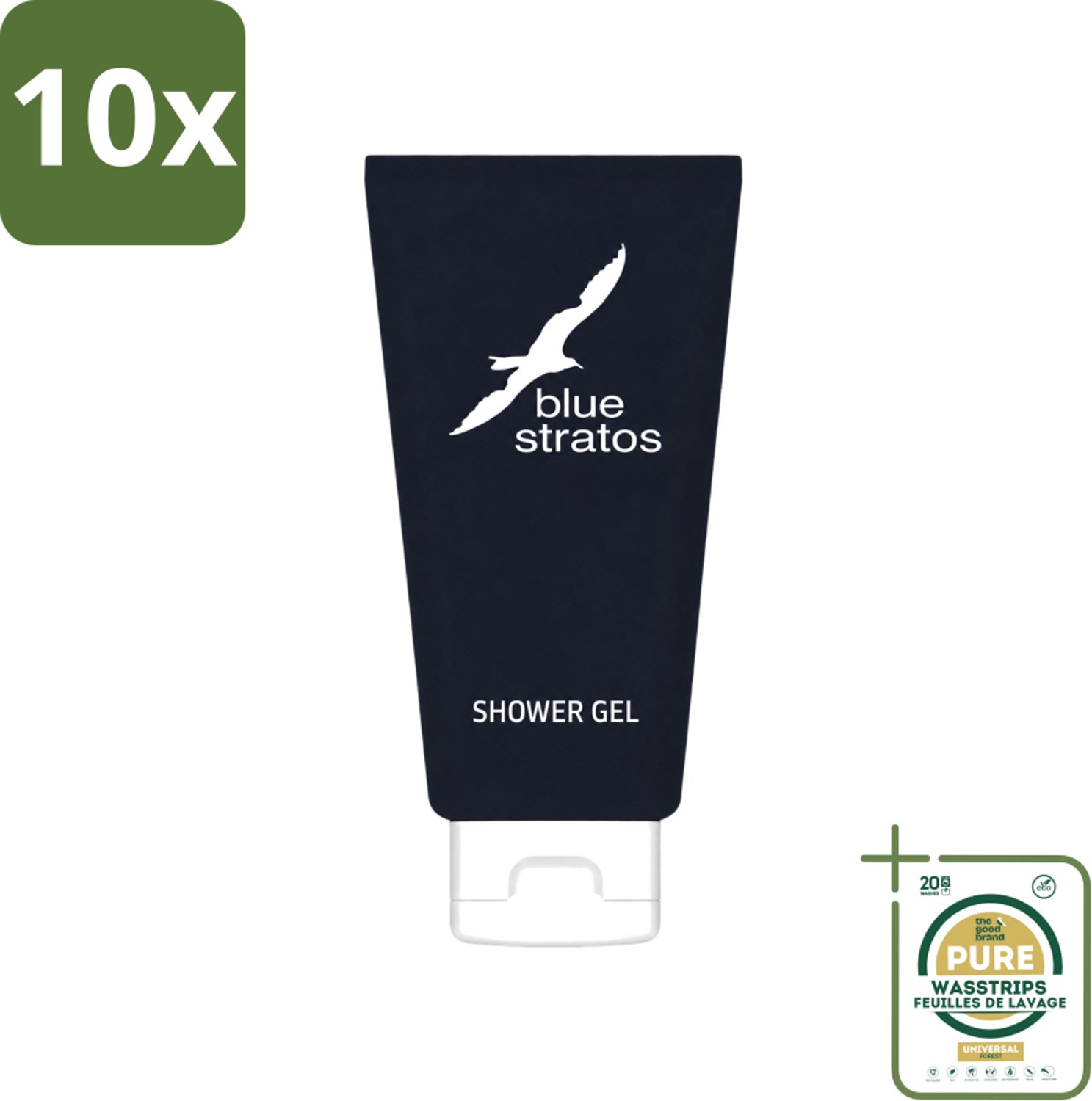 10 x Blue Stratos - Douchegel - Verfrissende Geur - 200 ml - Wasstrips - Douchegel - Douchegel Man - Douchegel Fris - Douchegel Klassiek - Douchegel Voor Mannen
