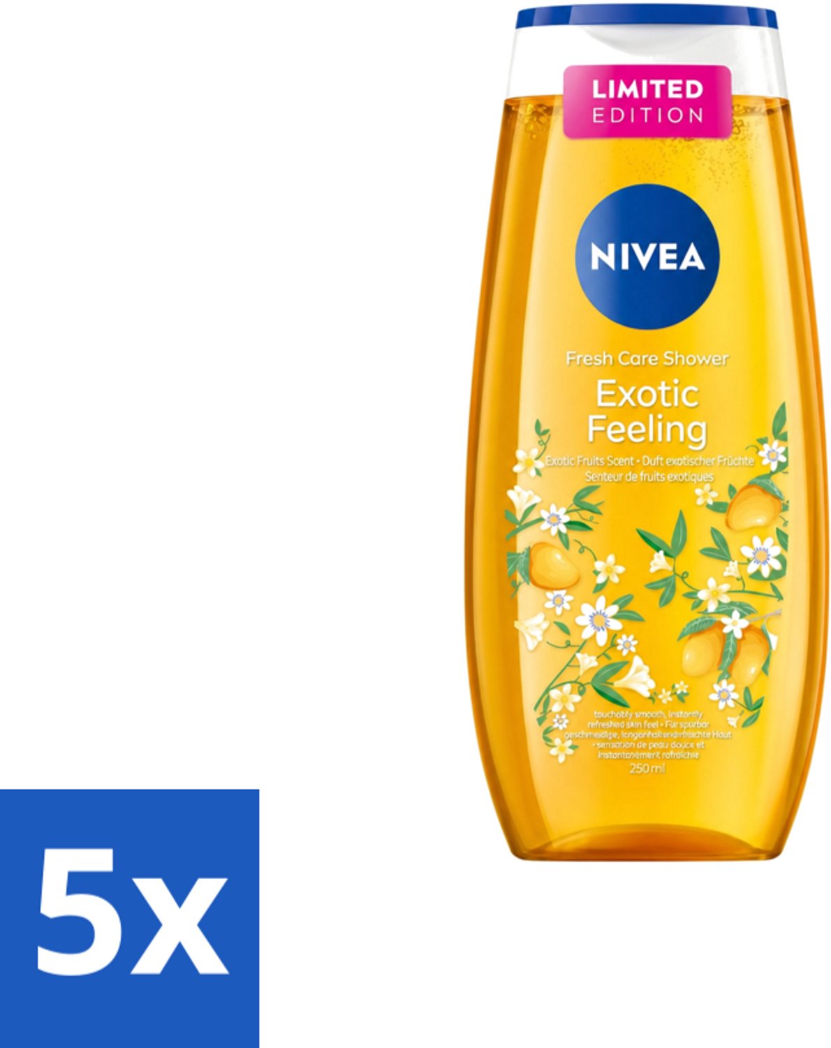 5 x Nivea – Douchegel – Exotic Feeling – 250 ml - Voordeelverpakking - 5 stuks