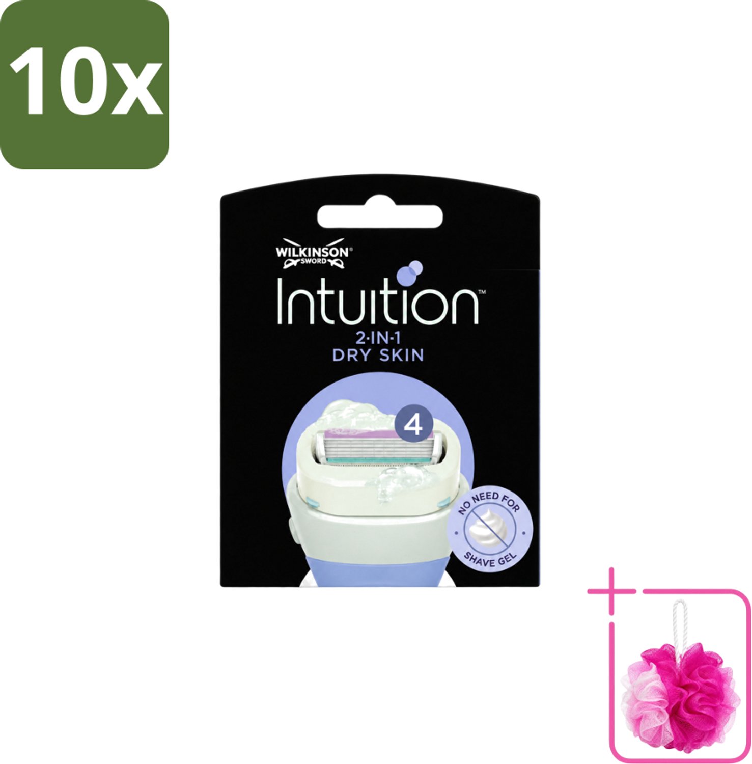 10 x Wilkinson – Scheermesjes – Intuition Dry Skin Coconut Milk & Almond Oil – 3 Scheermesjes - Bulkverpakking - Scheermesje droge huid - Douchemop - Kokosmelk scheermesje