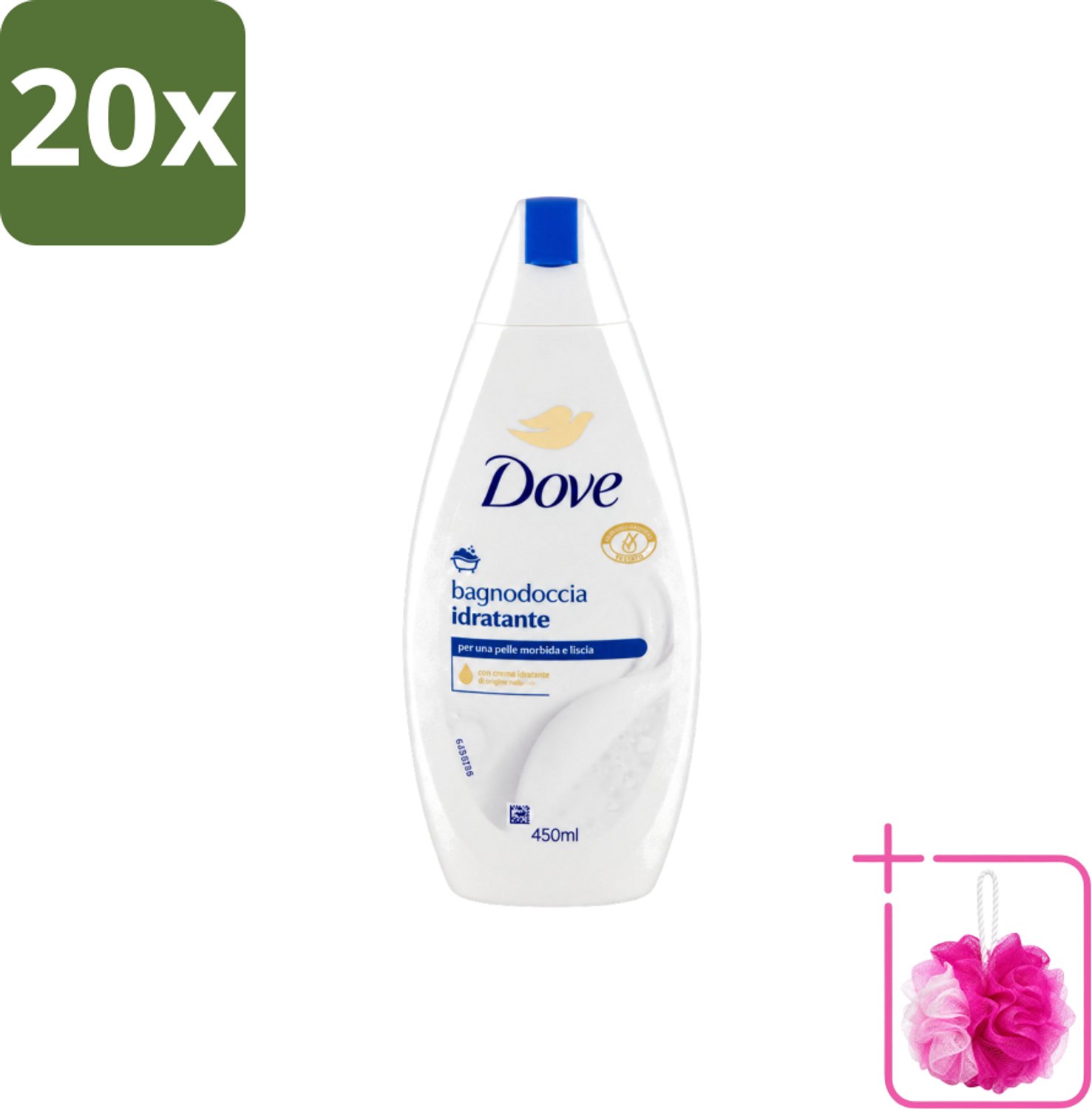 20 x Dove – Douchegel – Hydraterend – 450 ml - Bulkverpakking - Douchegel hydraterend - Douchemop - Huid verzorging