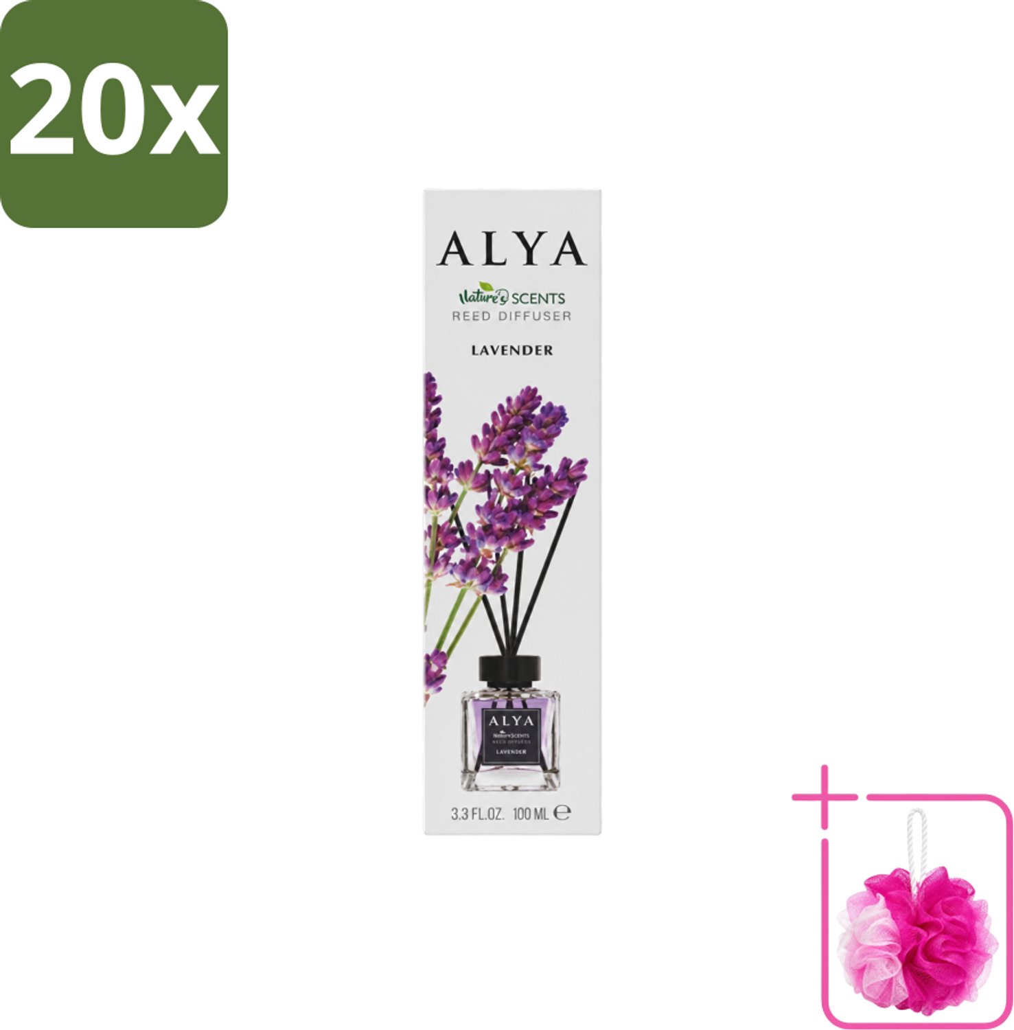 20 x Alya – Reed Diffuser – Lavender – Interieurparfum - Bulkverpakking - Lavendel geurstokjes - Douchemop - Rustgevende geur