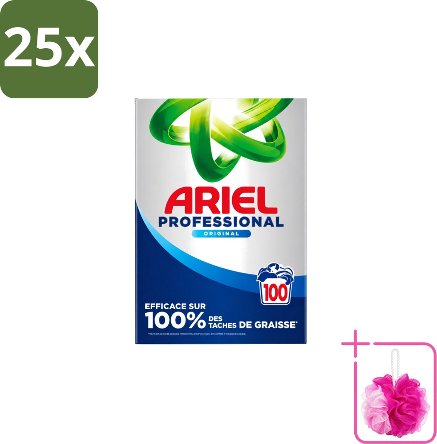 25 x Ariel – Waspoeder – Professional Regular – 100 wasbeurten - 5,5 kg - Bulkverpakking - Waspoeder - Douchemop - Wasmiddel