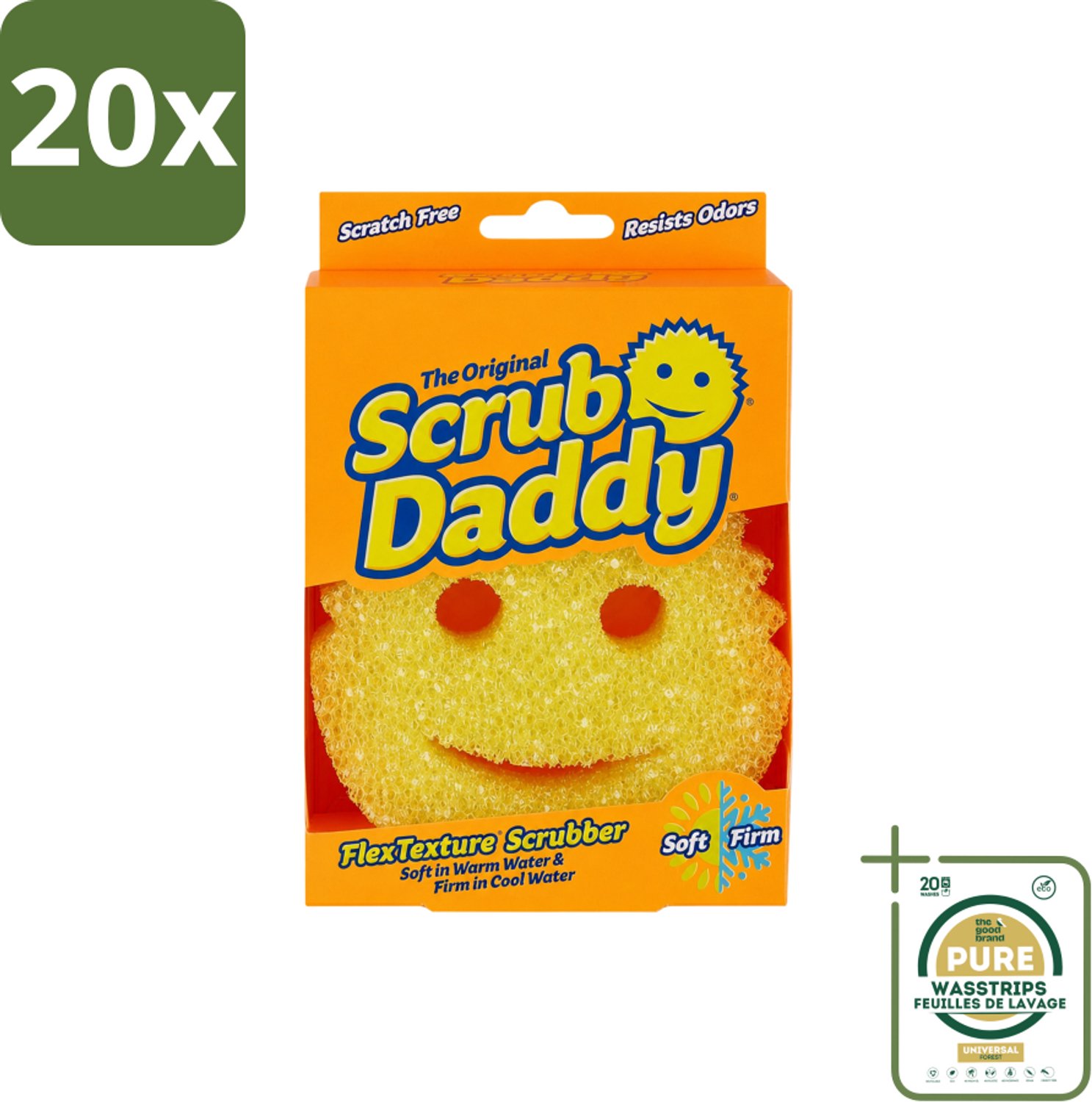 20 x Scrub Daddy - Spons - Veranderende Textuur - 1 Spons - Wasstrips - Schoonmaak - Spons - Vetvlekken Verwijderen - Schrobben - Vaat Reinigen