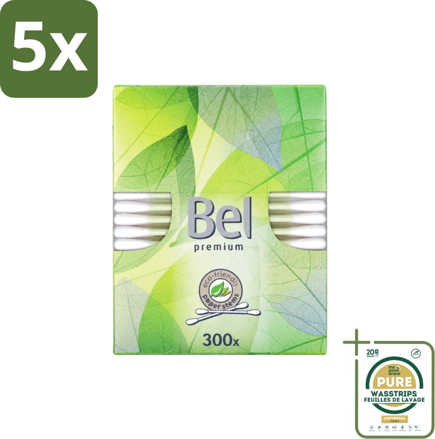 5 x Cotton Buds – Wattenstaafjes – Premium – Katoen - Wasstrips - Wattenstaafjes - Katoen - Papier - Plasticvrij - Milieuvriendelijk
