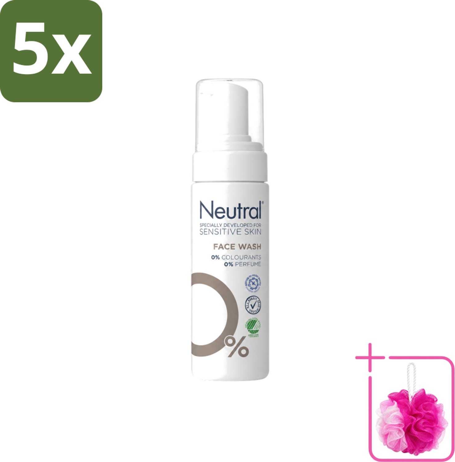 5 x Neutral – Gezichtsreiniging – Face Wash 0% Parfumvrij – 150 ml - Bulkverpakking - Gezichtsreiniger - Douchemop - Huidverzorging