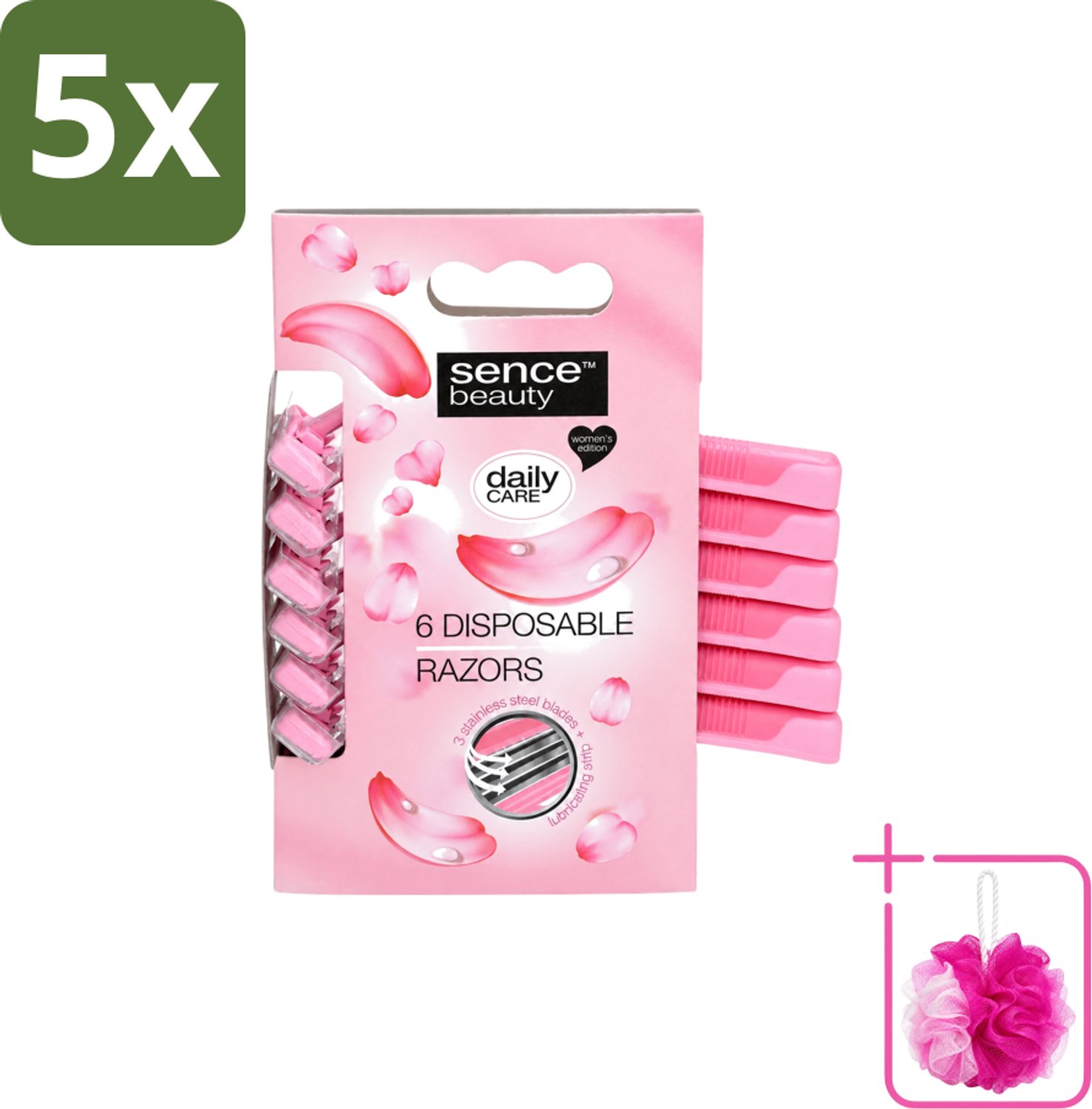 5 x Sence – Wegwerpscheermes – Glad Scheren – Comfort Grip – 6 Wegwerpscheermes - Bulkverpakking - Scheermesje - Douchemop - Scheermes