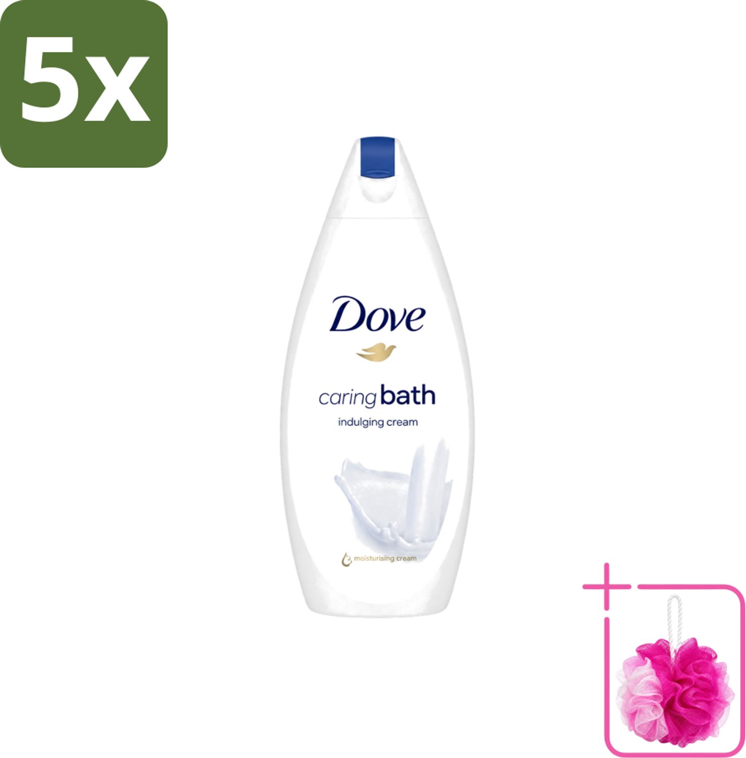 5 x Dove – Douchegel – Caring Bath – 450 ml - Bulkverpakking - Douchegel - Douchemop - Huid verzorging