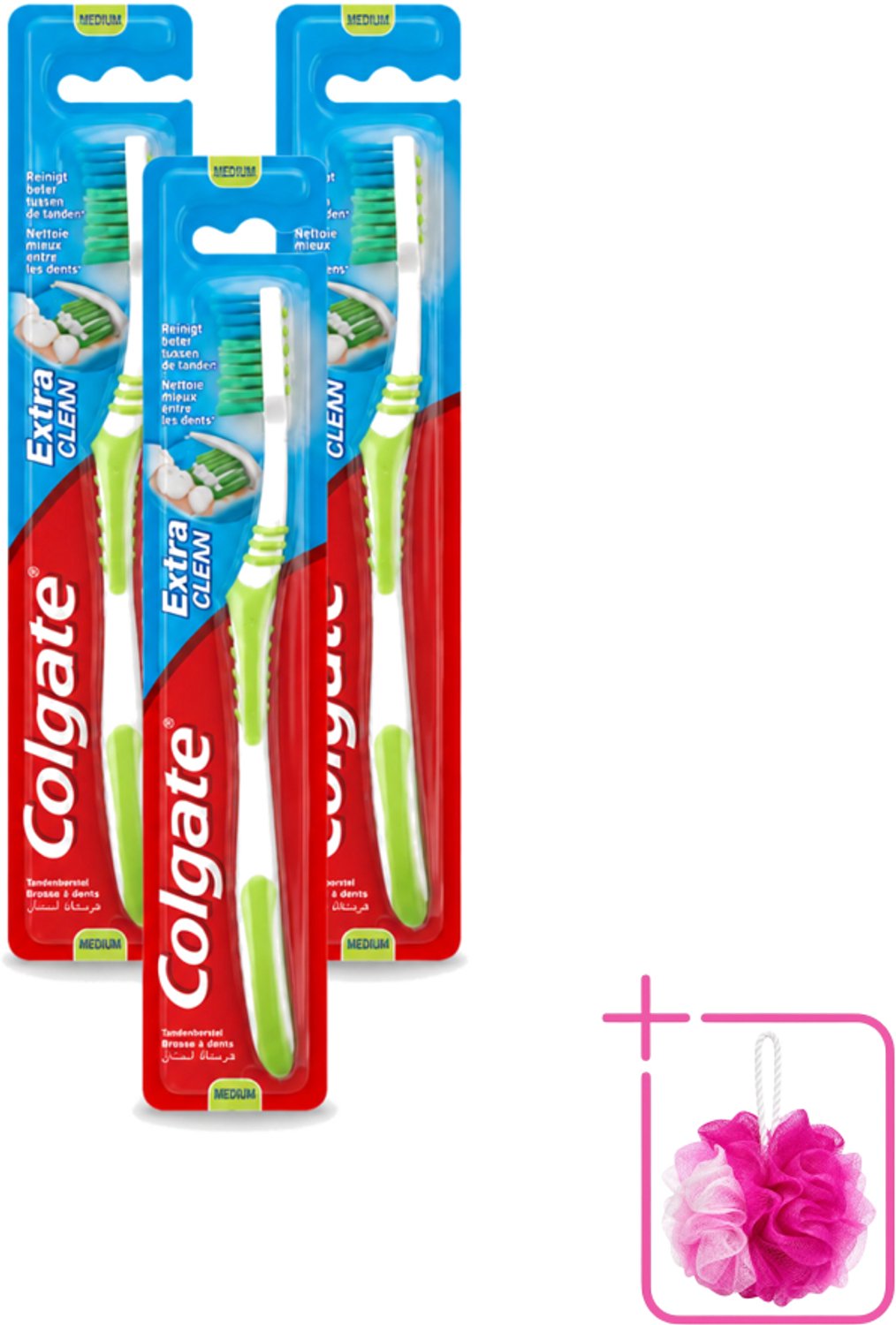 3 x Colgate - Tandenborstel - Extra Clean Medium - 1 Tandenborstel - Bulkverpakking - Tandenborstel - Douchemop - Tandenpoetsen