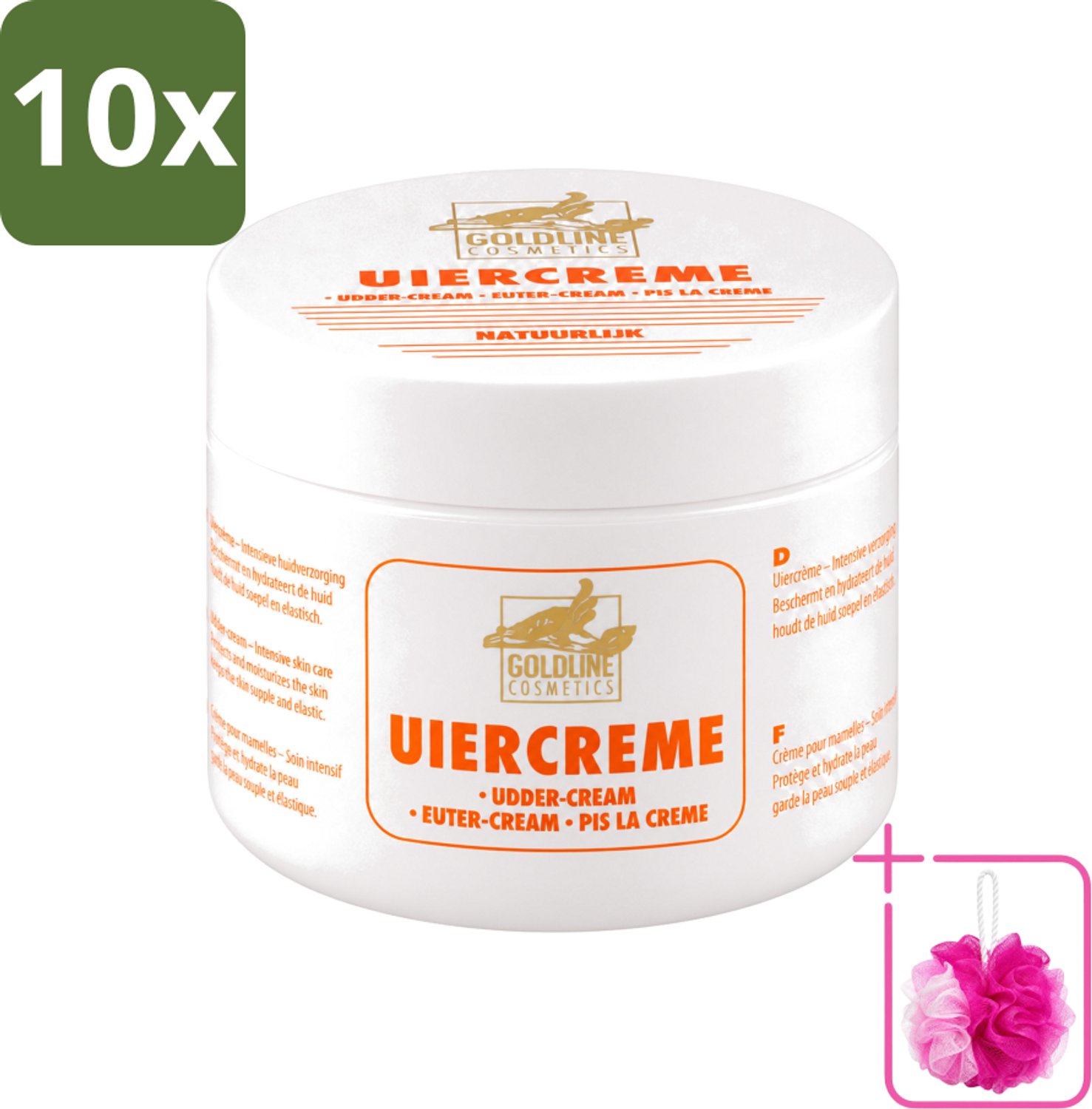 10 x Goldline - Uiercrème - Huidverzorging - Intensief Hydraterend - 250 ml - Bulkverpakking - Uiercrème - Douchemop - Huidverzorging
