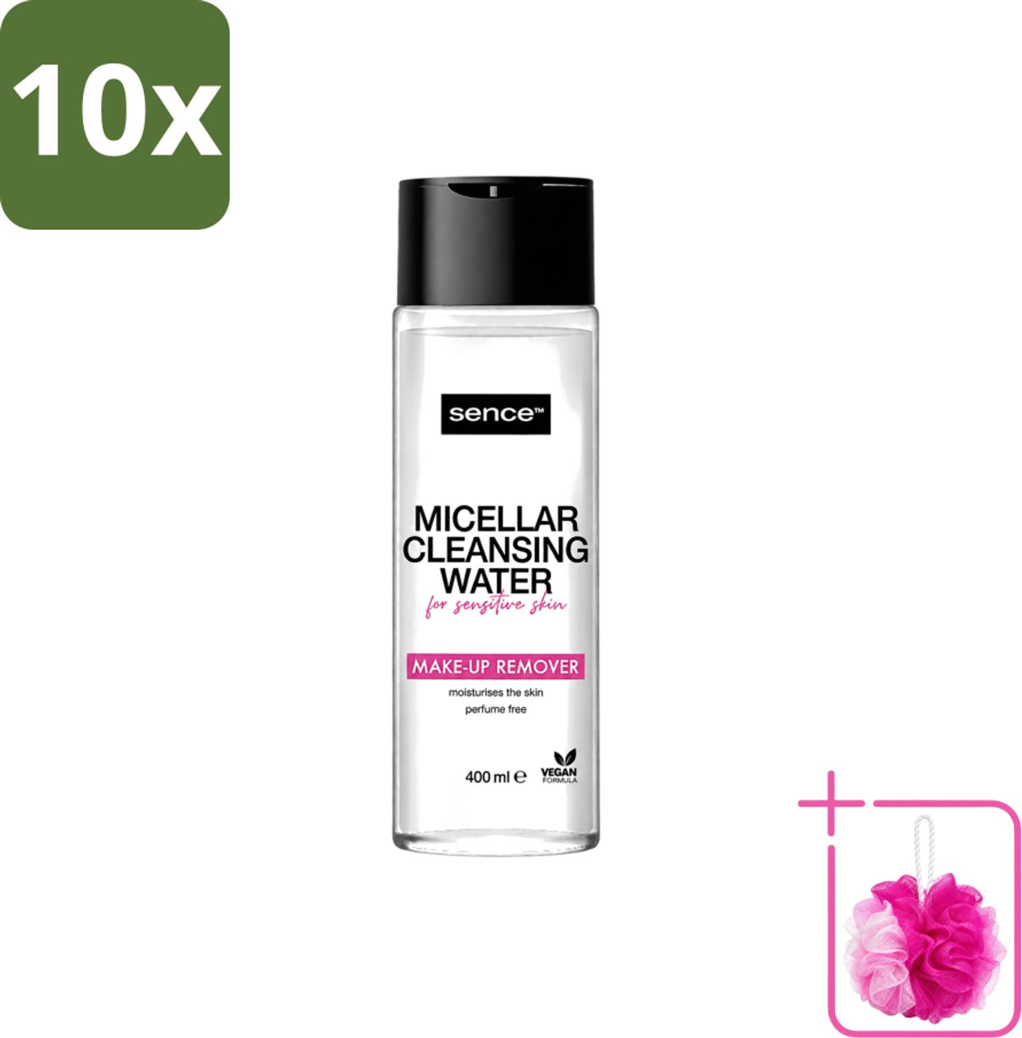 10 x Sence - Gevoelige Huid - Micellair Water - Make-up Remover - 400 ml - Bulkverpakking - Gevoelige huid - Douchemop - Make-up verwijderen