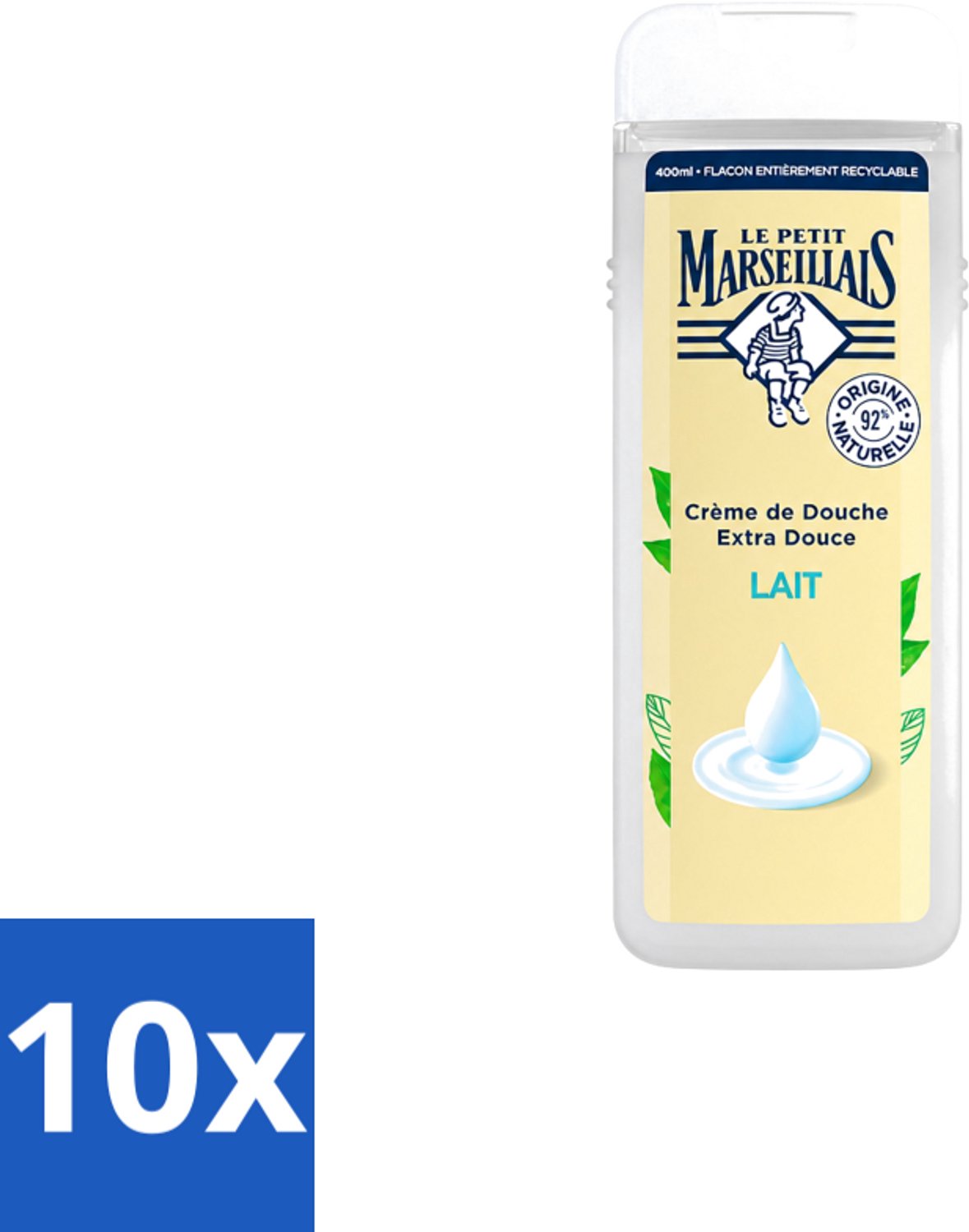 10 x Le Petit Marseillais – Douchecrème – Lait – 400 ml - Voordeelverpakking - 10 stuks