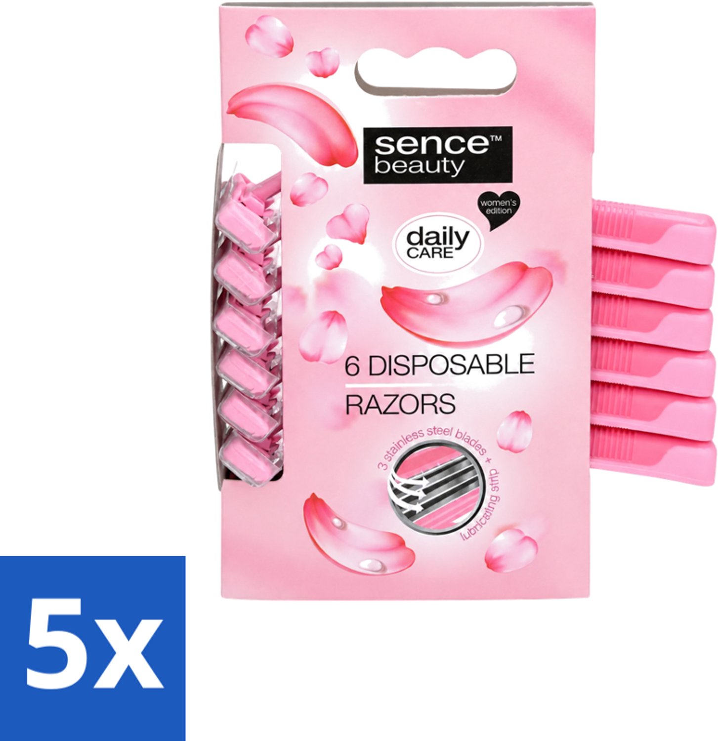 5 x Sence – Wegwerpscheermes – Glad Scheren – Comfort Grip – 6 Wegwerpscheermes - Voordeelverpakking - 5 stuks