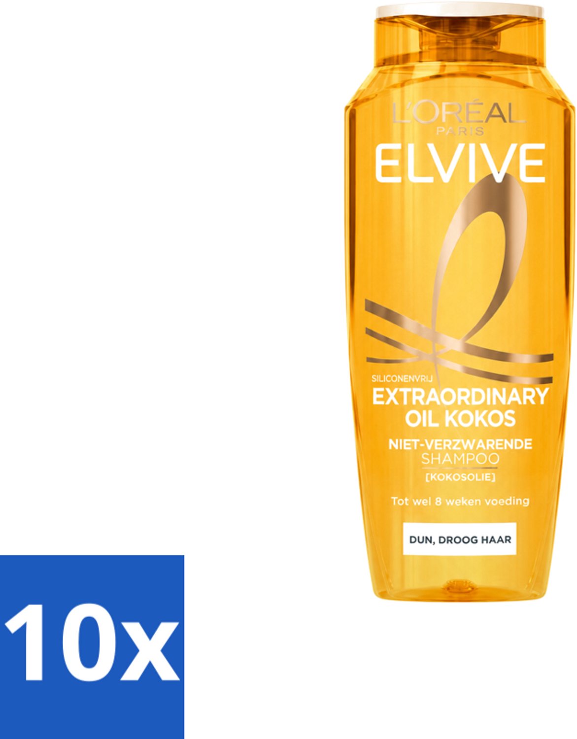 10 x L’Oréal Paris Elvive – Shampoo – Extraordinary Oil Kokos – Dun & Droog Haar – 250 ml - Voordeelverpakking - 10 stuks