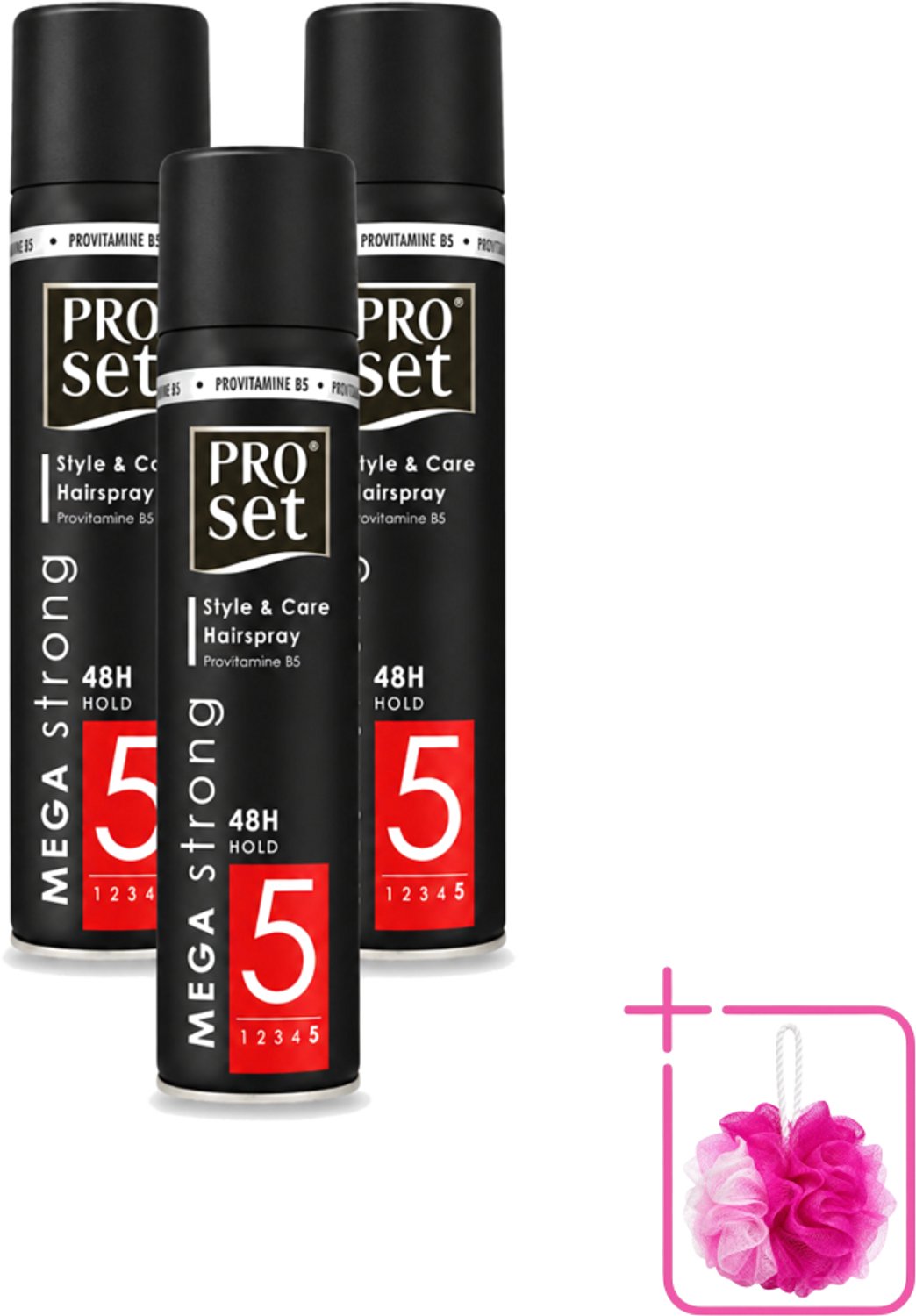 3 x Proset - Haarspray - Mega Strong - 48 uur Werking - 300 ml - Bulkverpakking - Haarspray - Douchemop - Sterk haarspray
