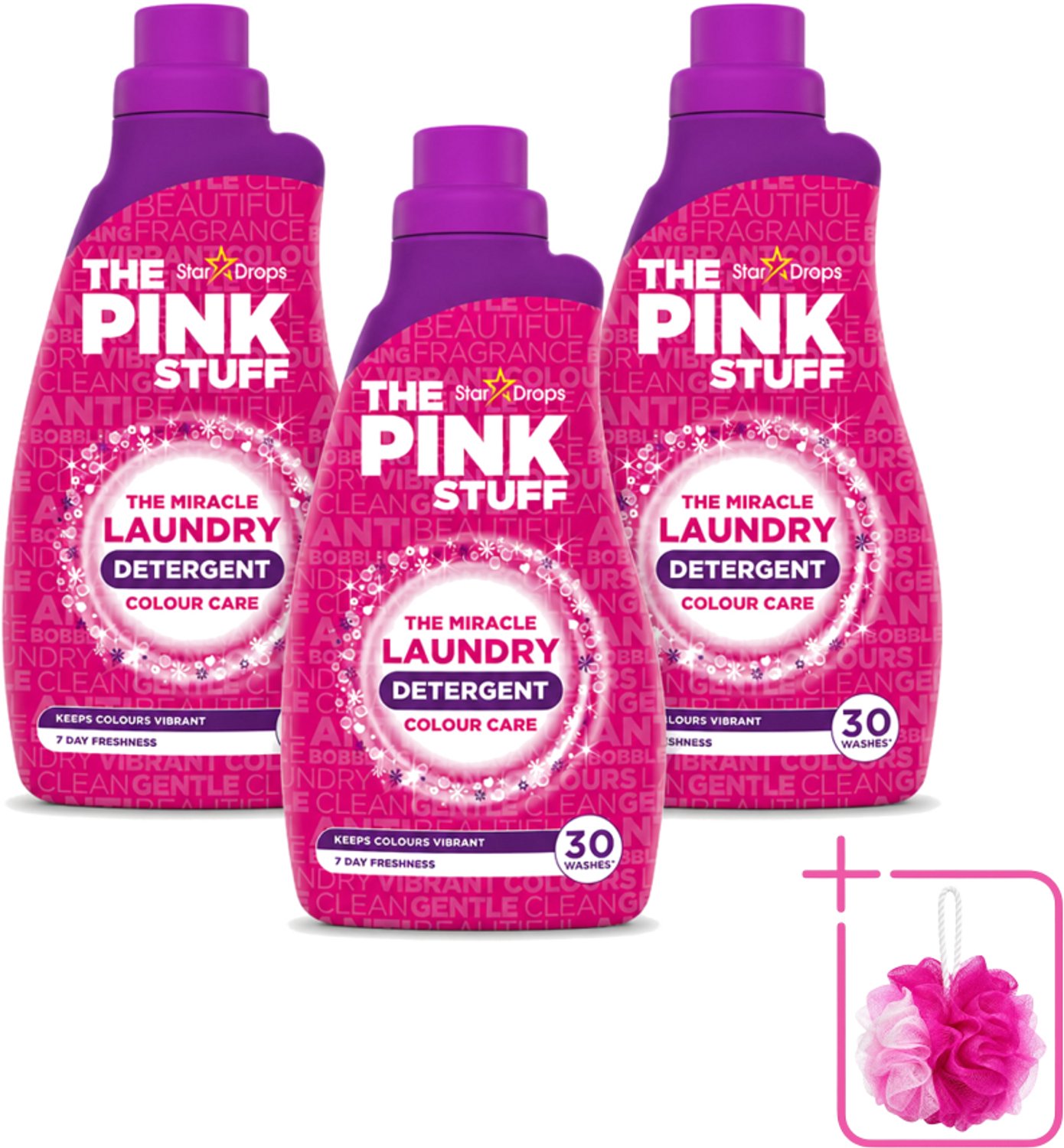 3 x The Pink Stuff - Wasgel - Gekleurde was - Wasmiddel - 30 Wasbeurten - 960ml - Bulkverpakking - Wasmiddel - Douchemop - Wasgel