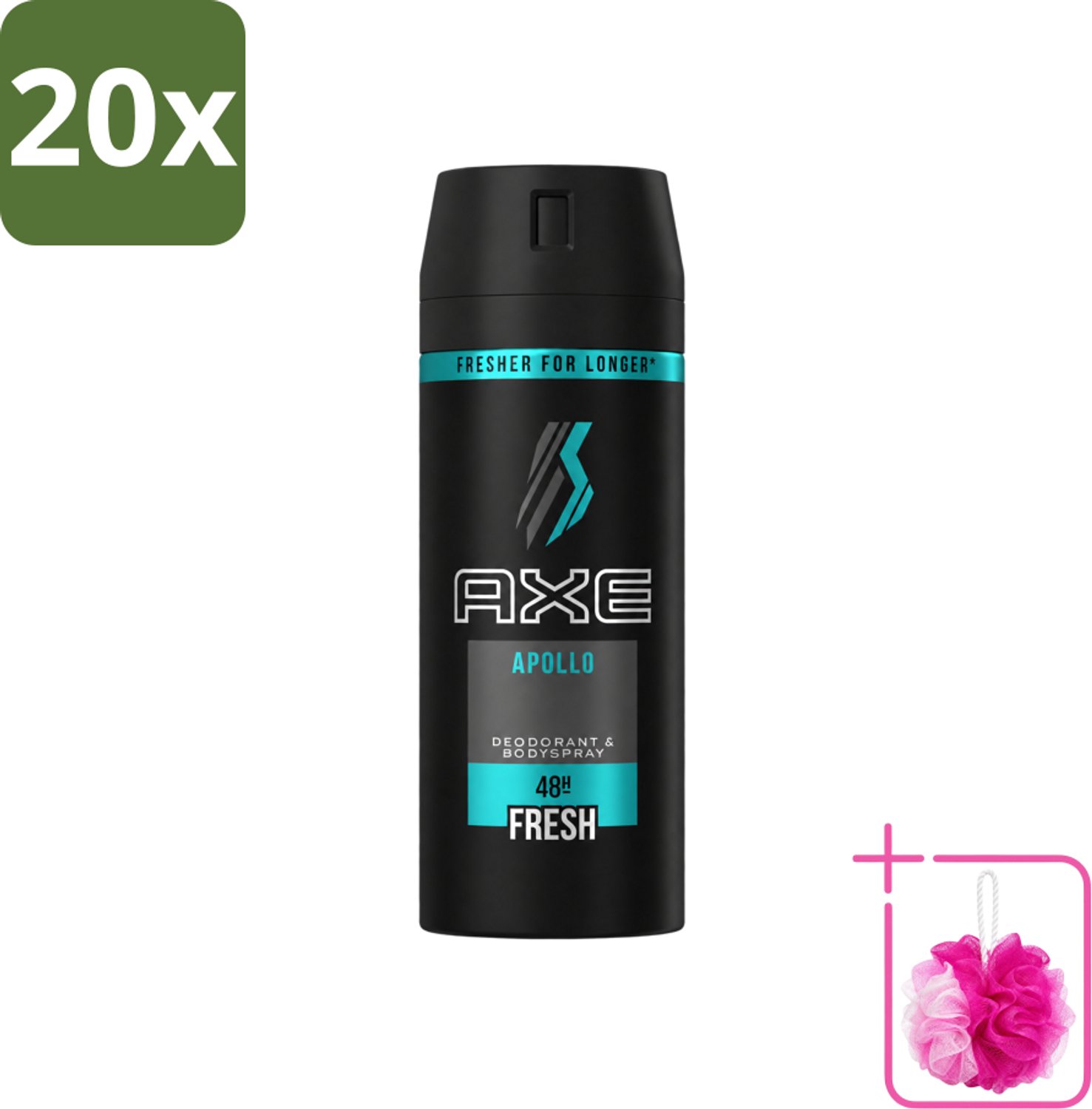 20 x Axe - Deodorant Bodyspray - 48hrs Non Stop Fresh - Apollo - 150 ml - Bulkverpakking - Deodorant sprayer - Douchemop - Frisse geur