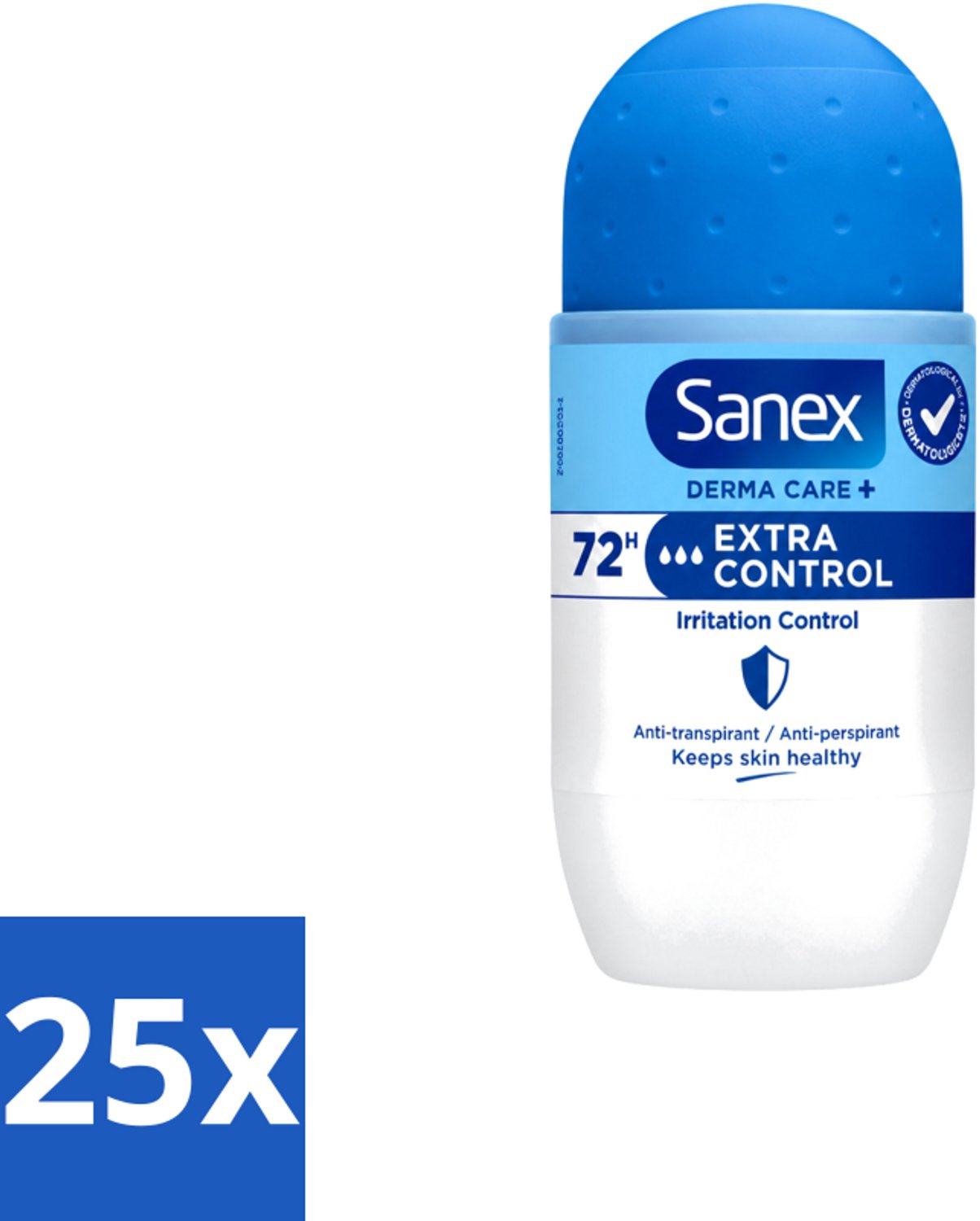 25 x Sanex – Deo Roll-on – Dermo Extra Control – 53 ml - Voordeelverpakking - 25 stuks