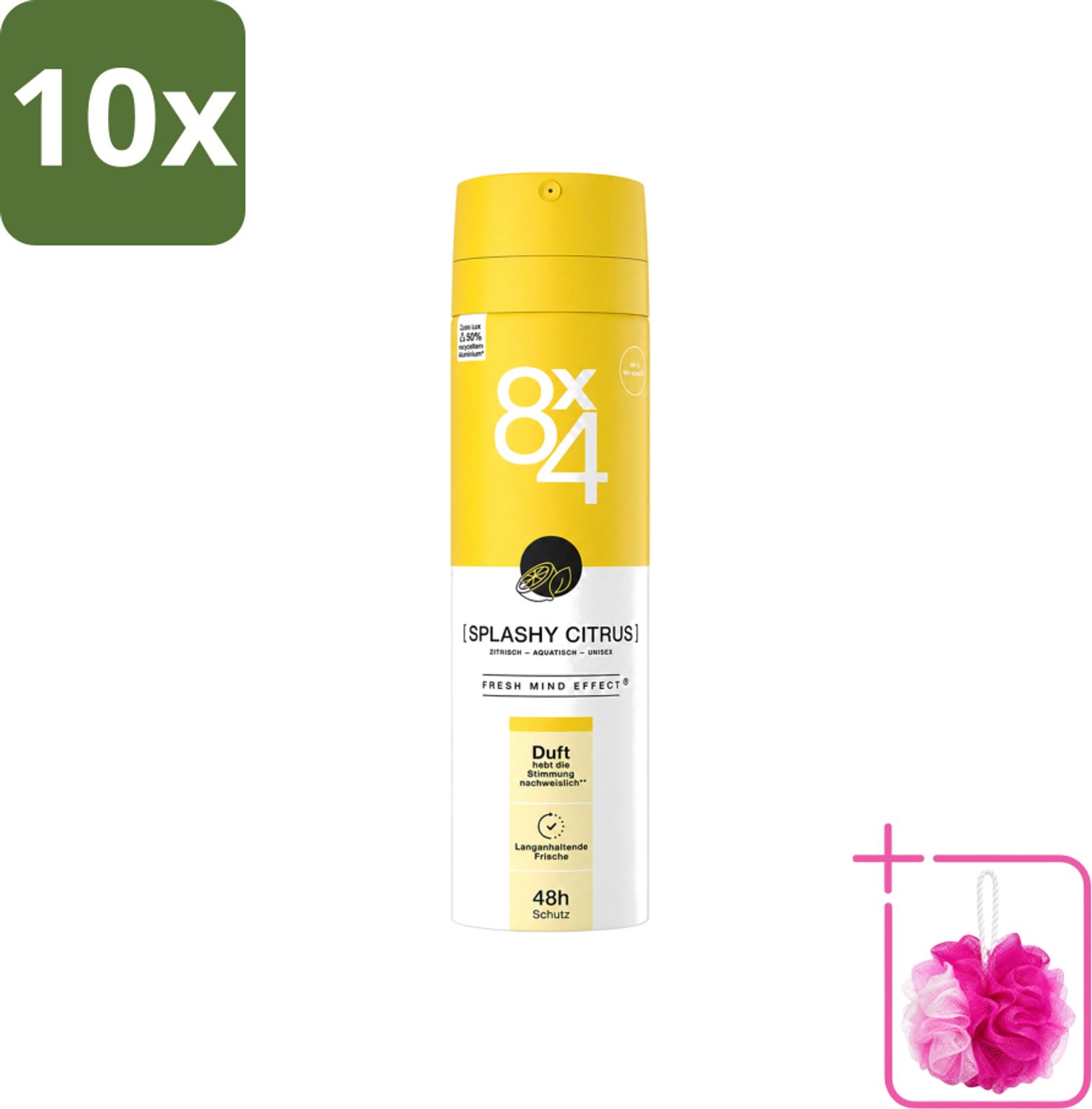 10 x 8 x 4 Deospray - Splashy Citrus - Deodorant - Citrusgeur - 150 ml - Bulkverpakking - Citrusgeur - Douchemop - Deodorant