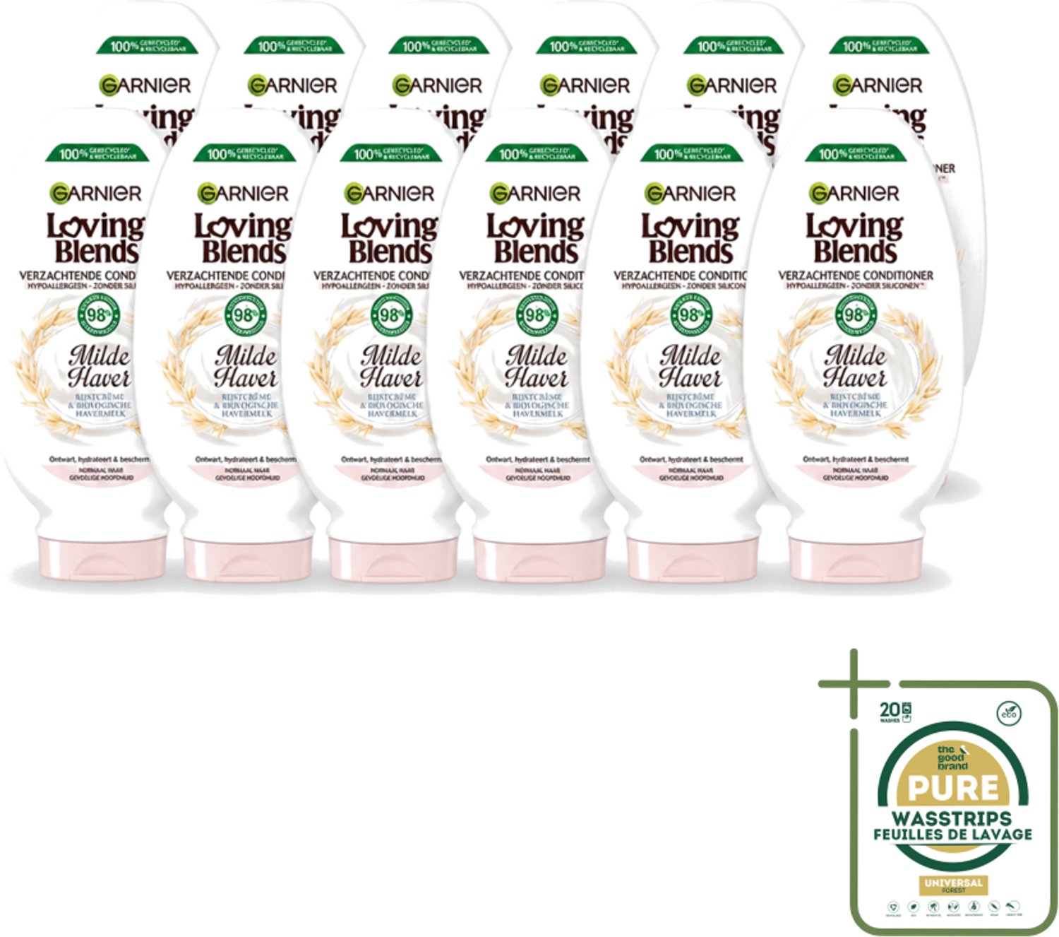 12 x Garnier - Loving Blends - Conditioner - Milde Haver - Normaal Haar & Gevoelige Hoofdhuid - 250 ml - Conditioner Voor Gevoelige Hoofdhuid - Milde Conditioner - Hypoallergene Conditioner - Rijstcrème Conditioner - Biologische Havermelk Conditioner