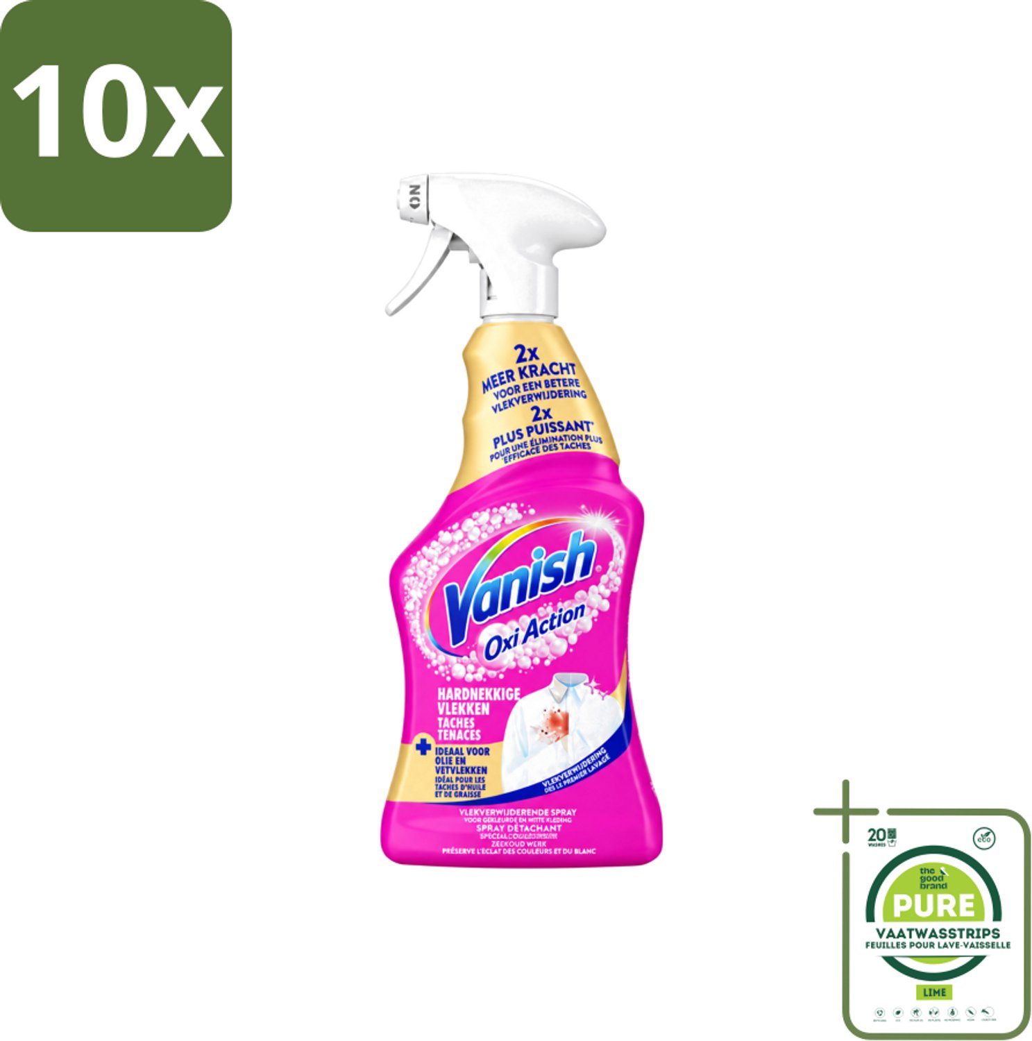 10 x Vanish – Vlekverwijderaar Spray – Hardnekkige Vlekken – 500 ml - Grootverpakking - Vaatwasstrips - Vlekkenverwijderaar - Hardnekkige Vlekken - Textiel Reinigen - Wasmiddel - Vlek Verwijderen