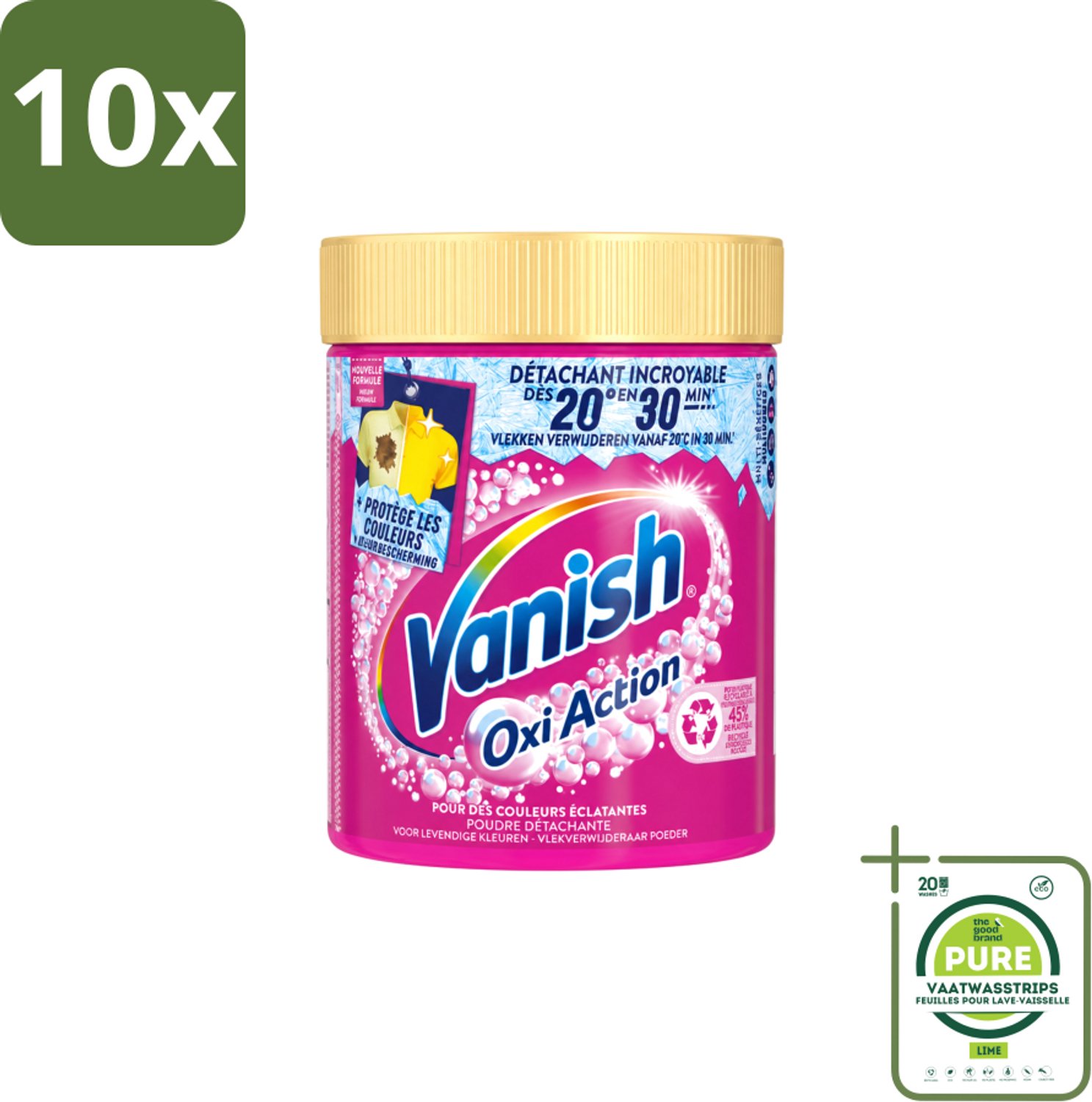 10 x Vanish – Wasbooster Poeder – Oxi Action Gekleurde Was – 470 g - Grootverpakking - Vaatwasstrips - Wasbooster - Kleurbehoud - Vlekverwijdering - Wasmiddel - Anti-verkleuring