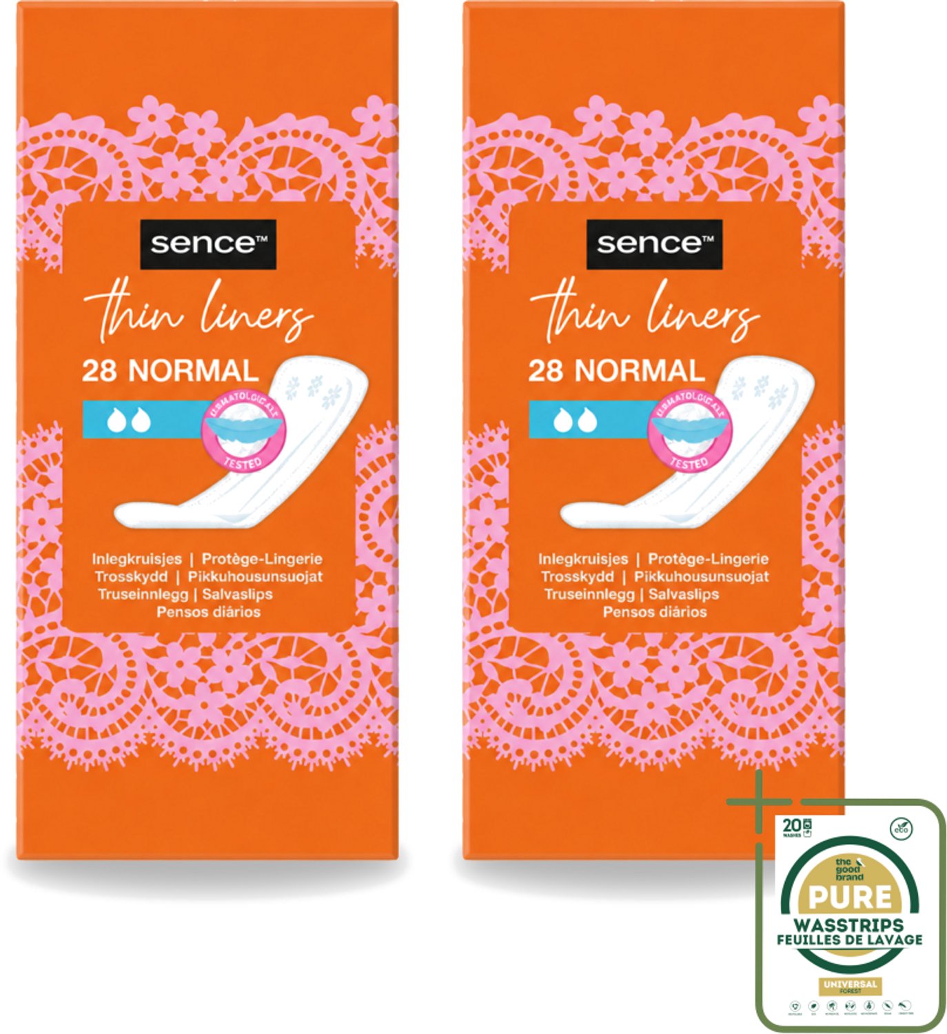 2 x Sence - Normaal - Inlegkruisjes - Dagelijks Comfort - 28 Inlegkruisjes - Wasstrips - Inlegkruisjes - Dagelijks Comfort - Afscheiding - Menstruatie - Hygiëne