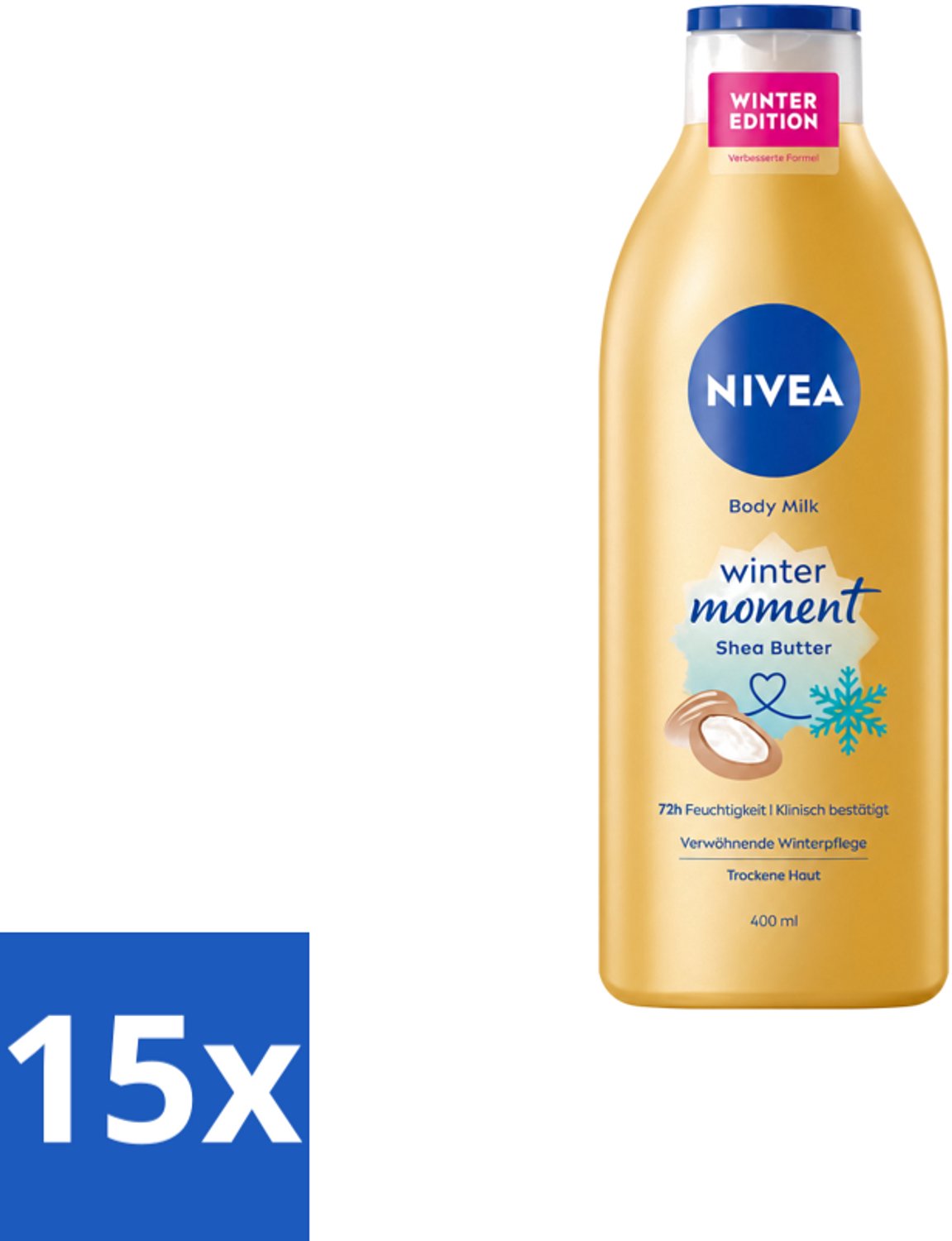 15 x Nivea – Bodymilk – Winter Moment – 400 ml - Voordeelverpakking - 15 stuks