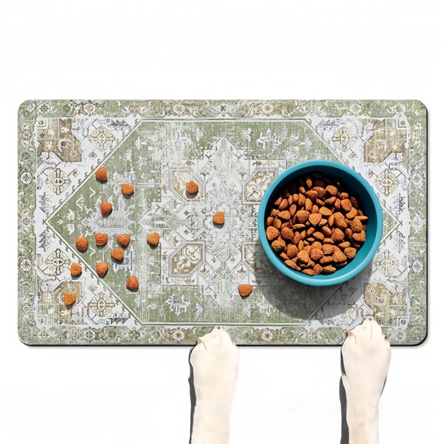 Huisdiermat – Voermat voor honden – Absorberende mat – Mat voor voer- en drinkbakken – Sneldrogend (houdt de voerplek droog en schoon) – Antislip – Eenvoudig dagelijks te reinigen (veeg het oppervlak simpelweg af met een vochtige doek)-40 x 50 cm