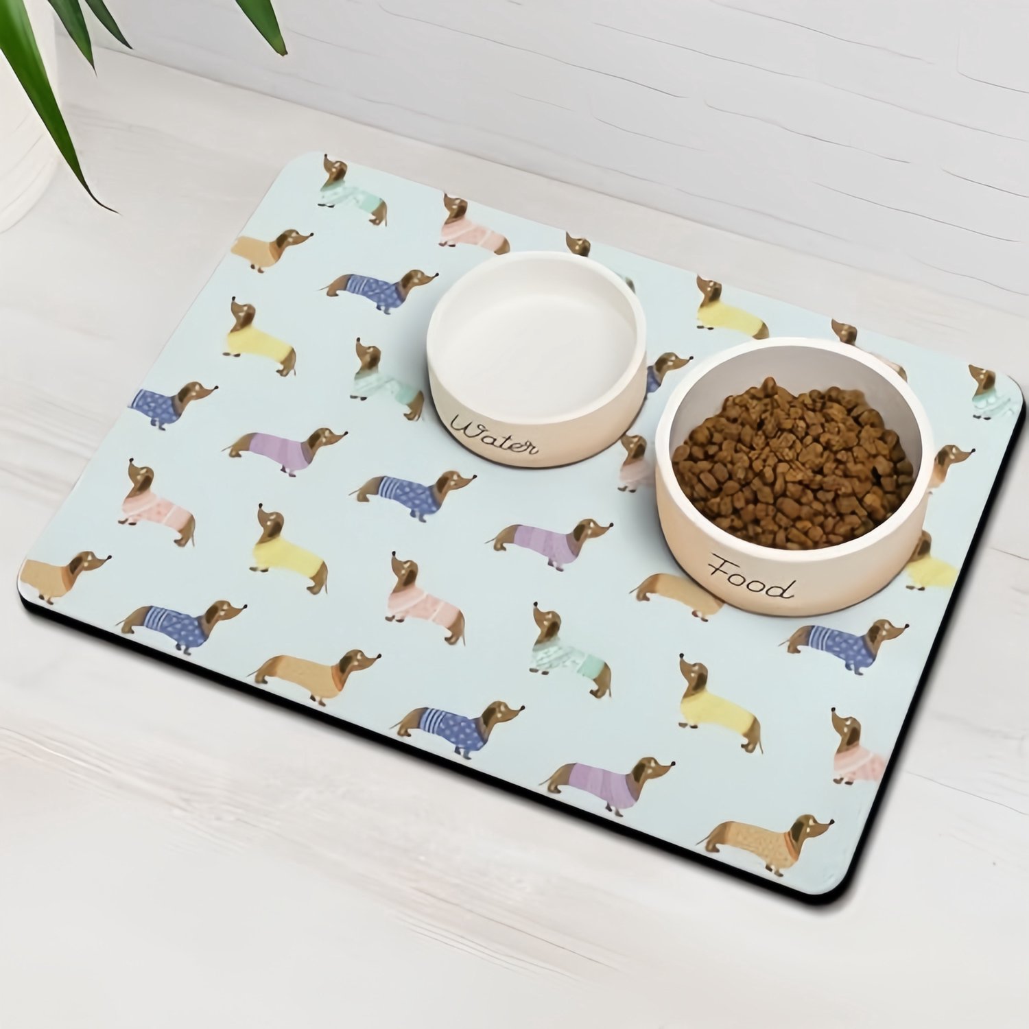 Huisdiermat – Voermat voor honden – Absorberende mat – Mat voor voer- en drinkbakken – Sneldrogend (houdt de voerplek droog en schoon) – Antislip – Eenvoudig dagelijks te reinigen (veeg het oppervlak simpelweg af met een vochtige doek)-50 x 80 cm