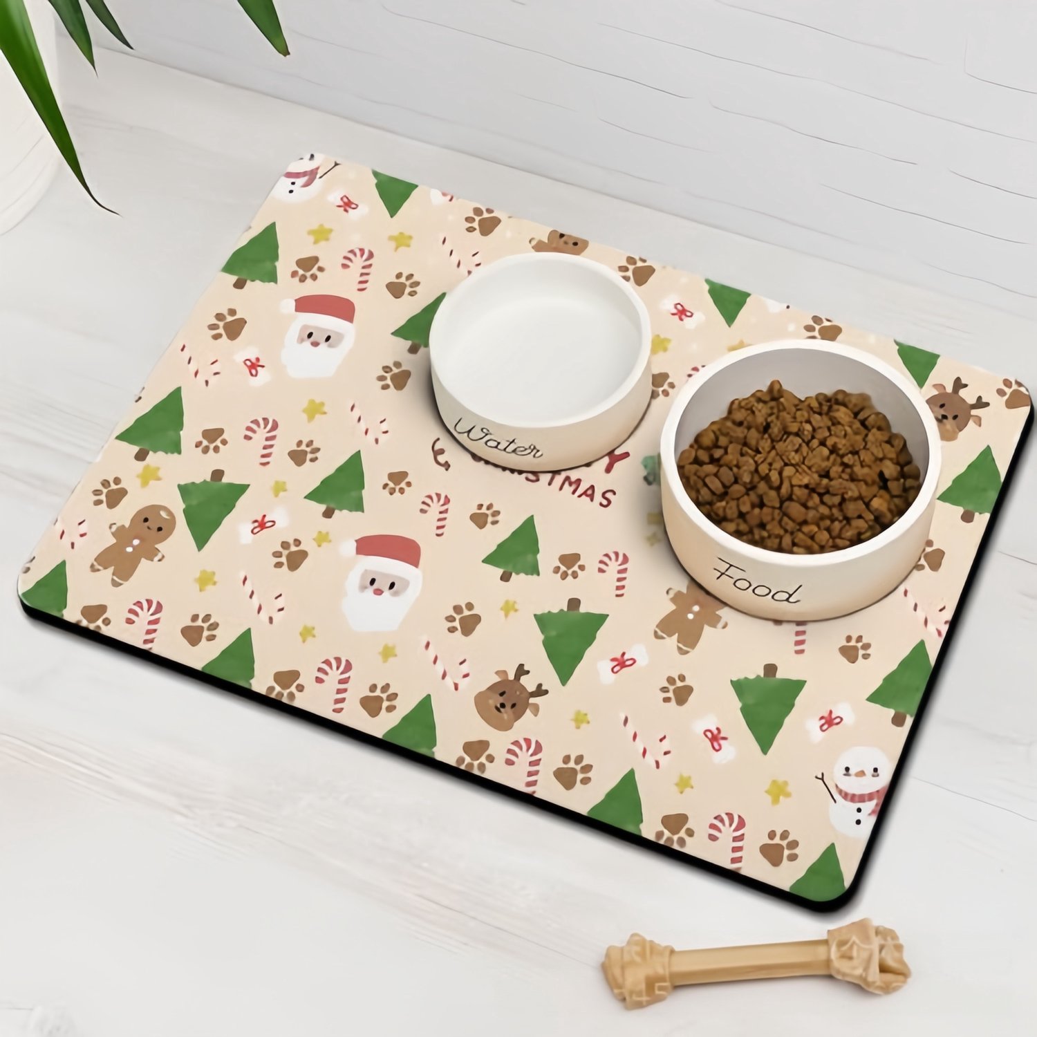 Huisdiermat – Voermat voor honden – Absorberende mat – Mat voor voer- en drinkbakken – Sneldrogend (houdt de voerplek droog en schoon) – Antislip – Eenvoudig dagelijks te reinigen (veeg het oppervlak simpelweg af met een vochtige doek)-40 x 50 cm