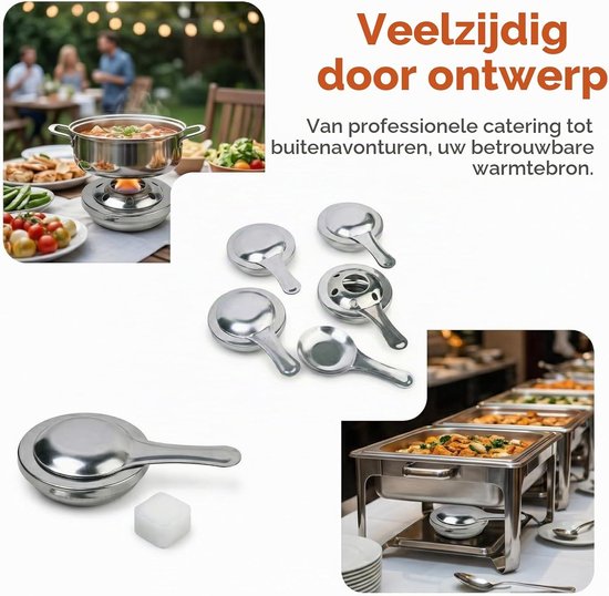 Set van 4 RVS Fondue Branders voor Camping en Picknick met Deksel en Brandstofcontainers — afbeelding 3