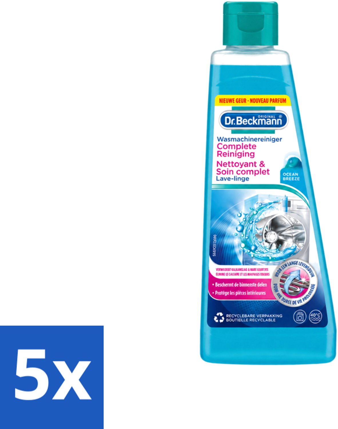 5 x Dr.Beckmann - Wasmachinereiniger - Ocean Breeze - Anti-Kalk - 250 ml - Voordeelverpakking - 5 stuks