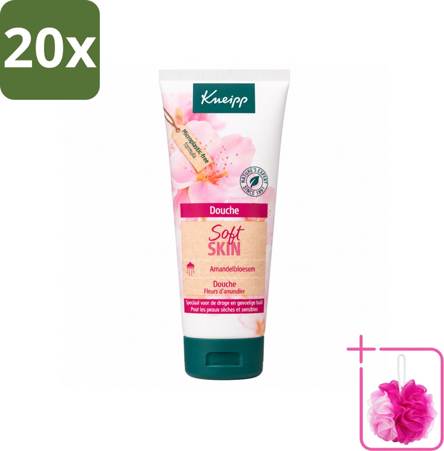 20 x Kneipp – Amandel – Douche – 75 ml - Bulkverpakking - Douchegel - Douchemop - Amandelolie