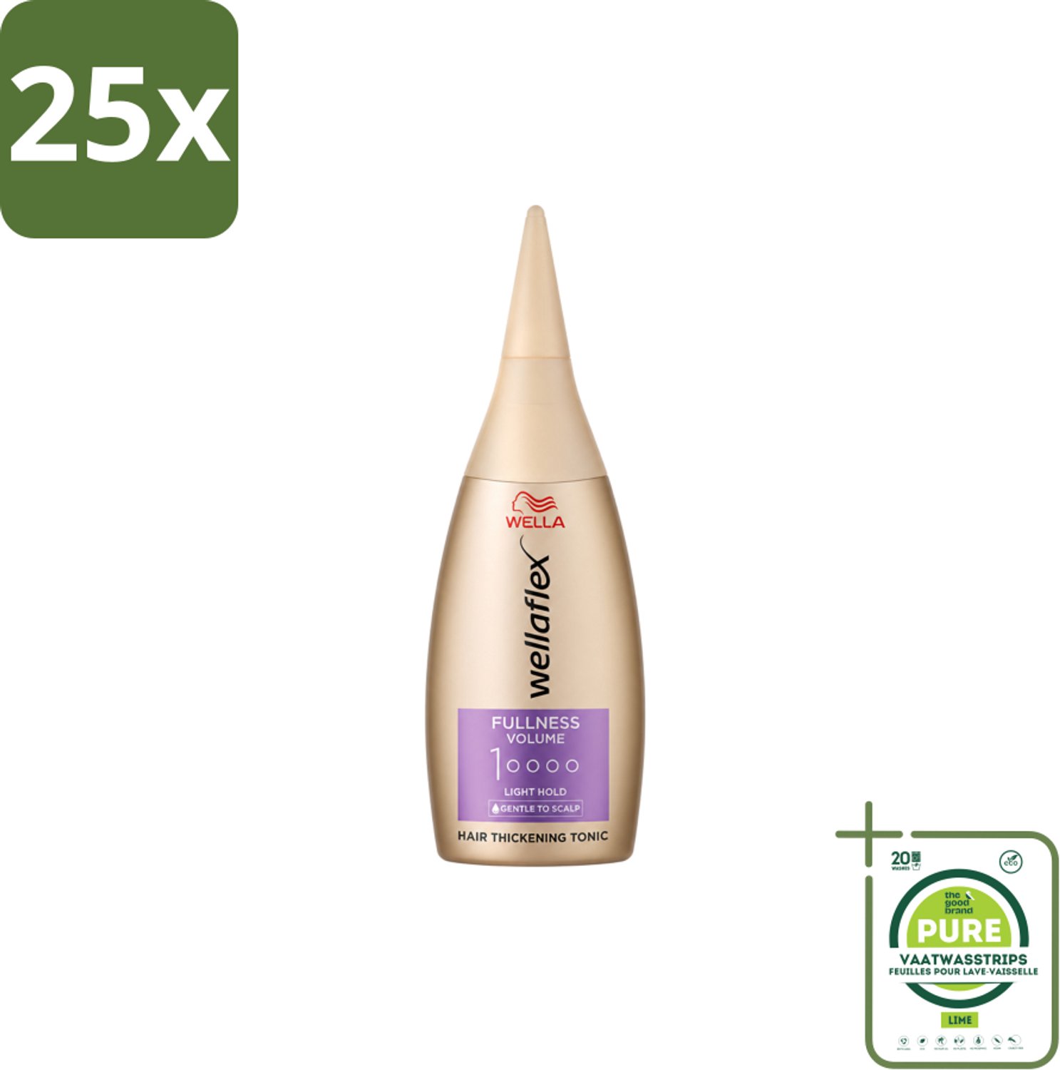25 x Wella – Flex Fullness Volume – Haar Tonic – 100 ml - Grootverpakking - Vaatwasstrips - Haarverdikker - Volume - Lift - UV Bescherming - Vegan Haarverzorging
