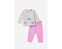 Woody pyjama baby meisjes - roze gestreept - ruimteschip - 262-10-PLG-S/906 - maat 74