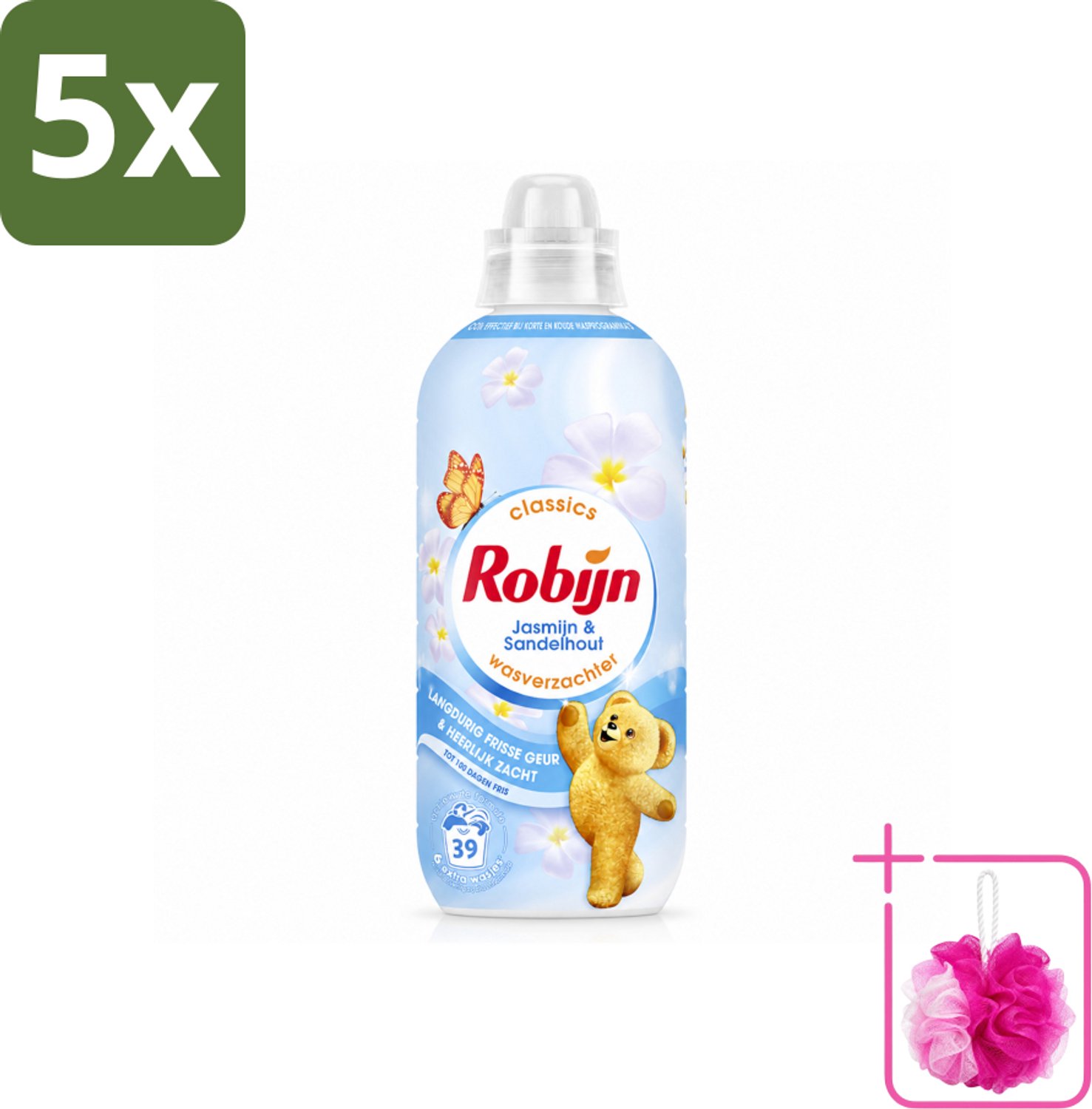 5 x Robijn – Wasverzachter – Jasmijn & Sandelhout – 780 ml - Bulkverpakking - Wasverzachter - Douchemop - Wasverzachter jasmijn