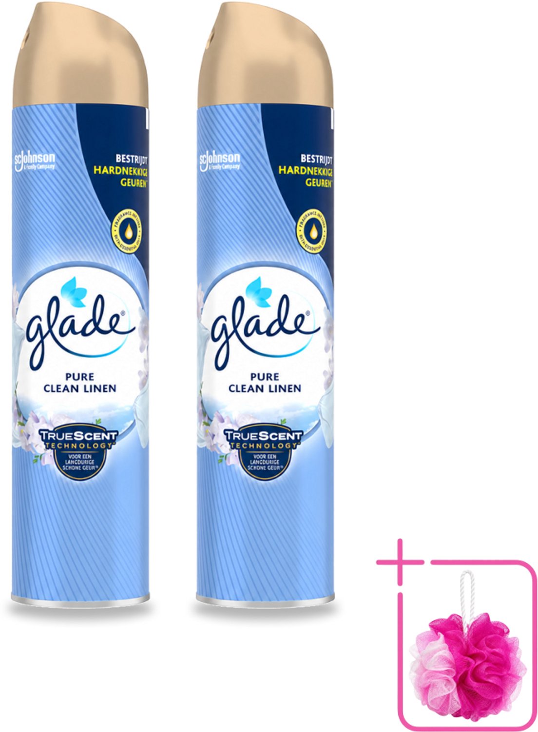 2 x Glade – Luchtverfrisser Spray – Pure Clean Linen – 300 ml - Bulkverpakking - Luchtverfrisser linnen geur - Douchemop - Frisse luchtverfrisser spray