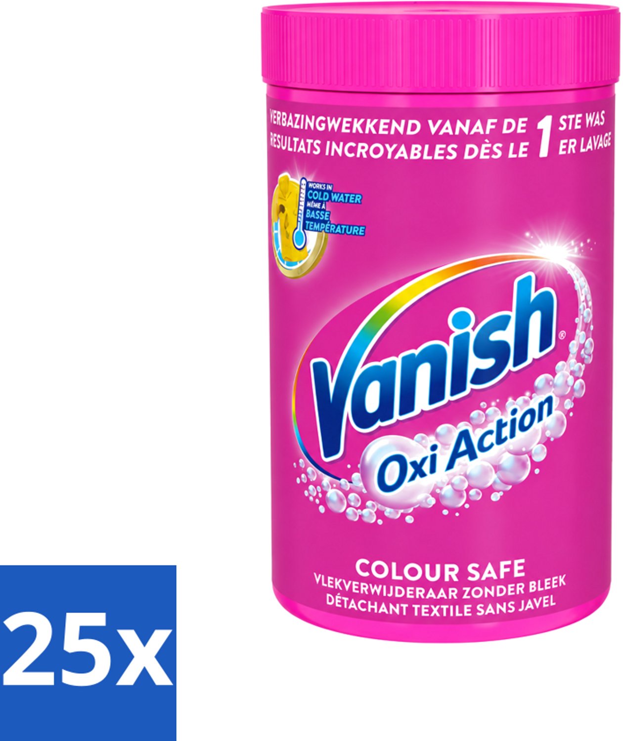 25 x Vanish Oxi Action - Veilige Kleur - Vlekkenverwijderaar Poeder - Zonder Bleek - Gekleurde Was - 1.5 Kg - Voordeelverpakking - 25 stuks