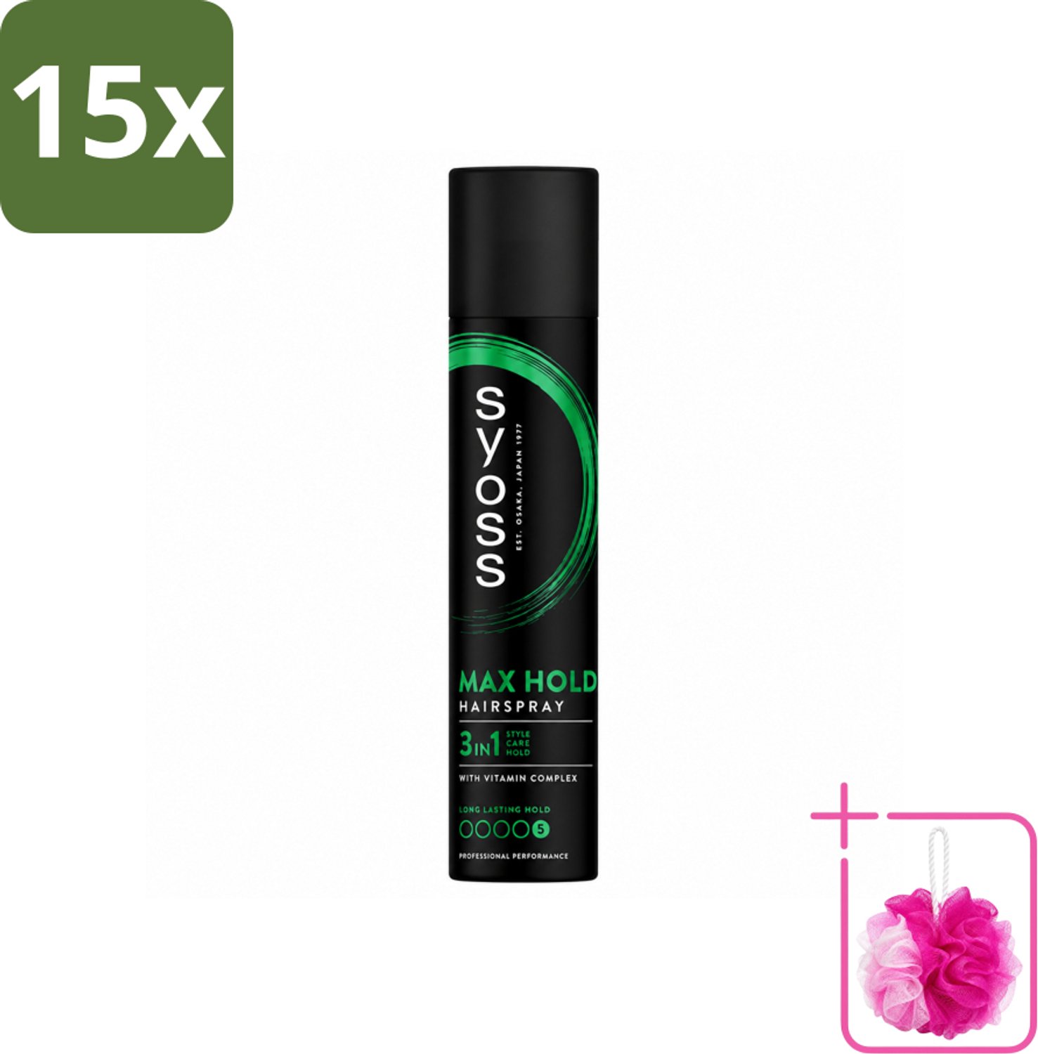 15 x Syoss - Max Hold - Haarspray - 300 ml - Bulkverpakking - Haarspray - Douchemop - Fixatie