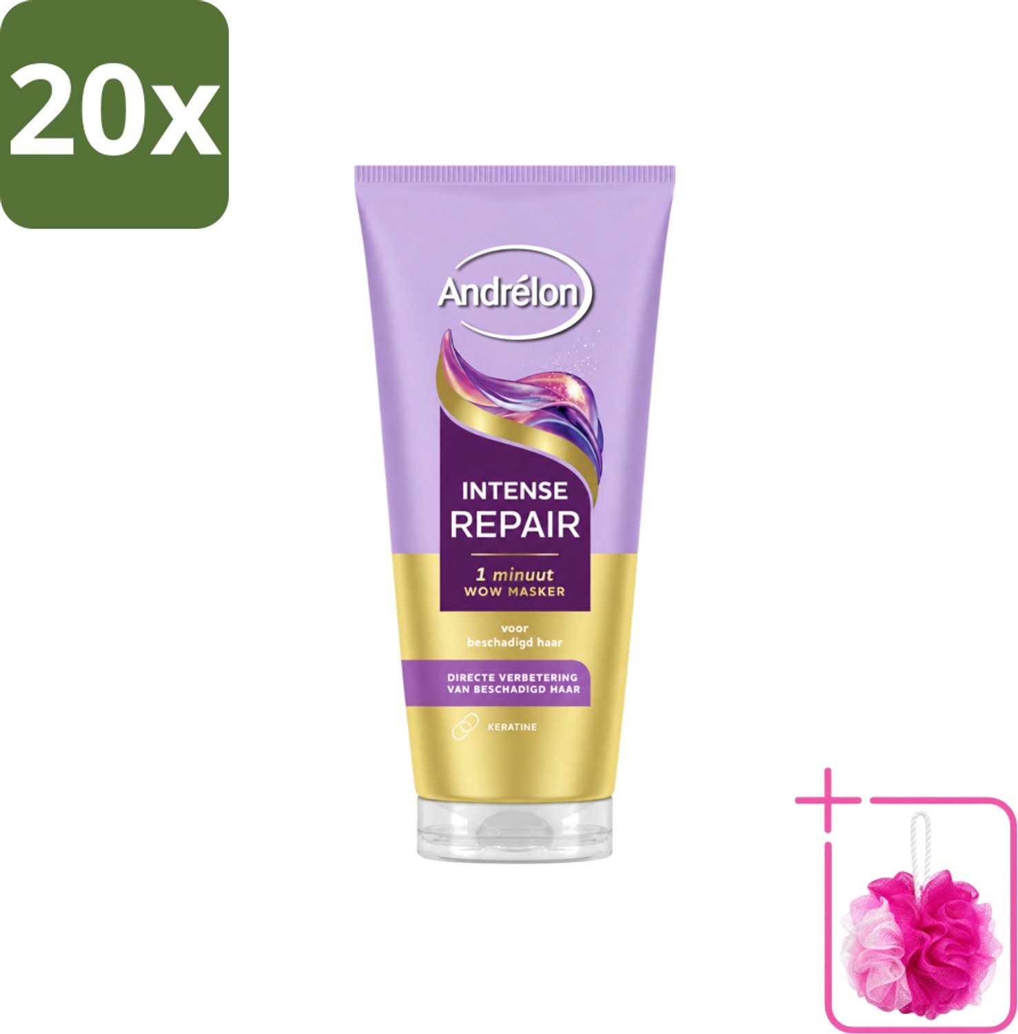 20 x Andrélon – Haarmasker WOW – Intense Repair – 180 ml - Bulkverpakking - Haarkleur - Douchemop - Haarschade