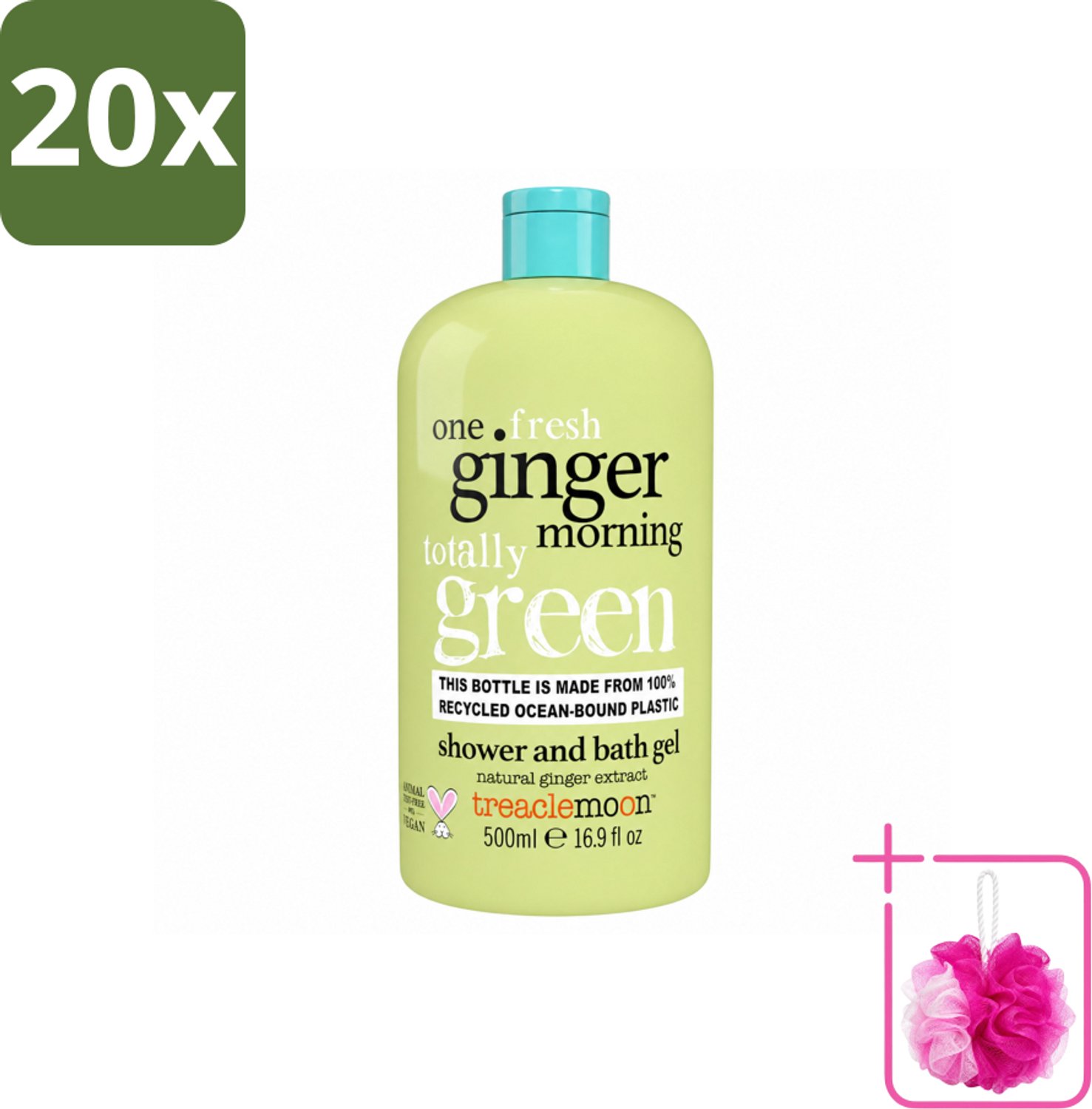20 x Treaclemoon – Douchegel – One Ginger Morning – 500 ml - Bulkverpakking - Gemberdouchegel - Douchemop - Energieboost