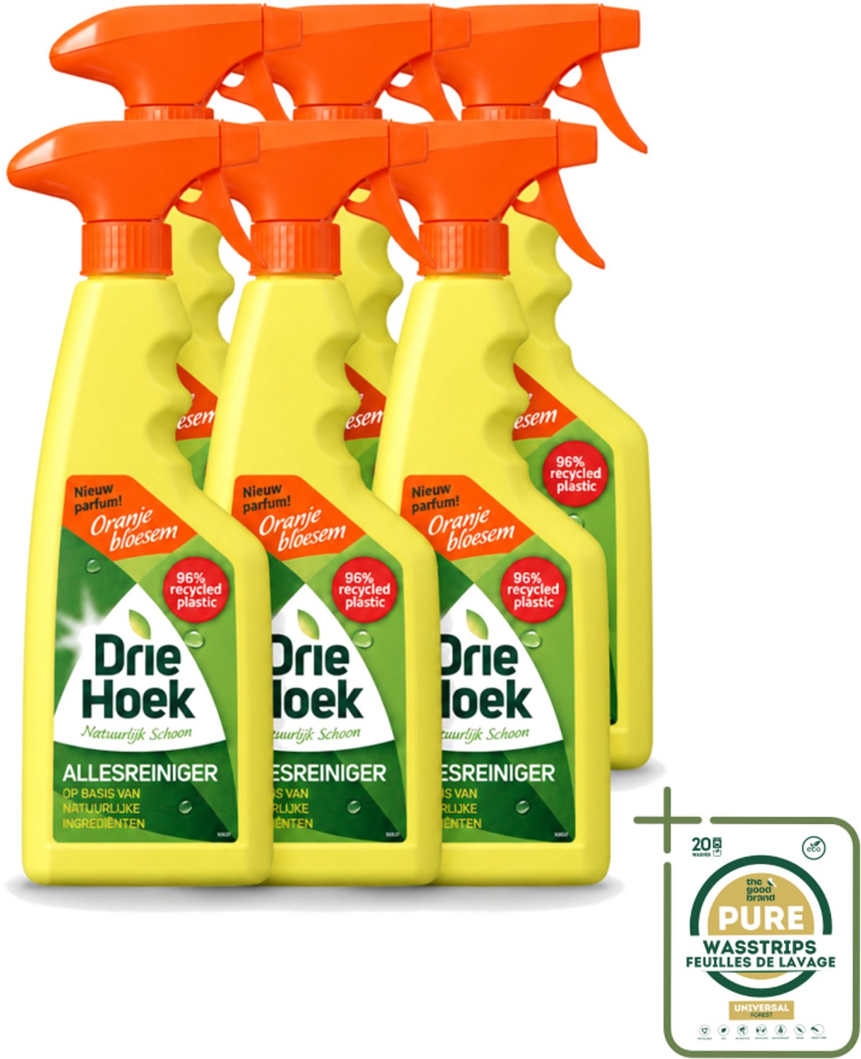 6 x Driehoek – Spray Allesreiniger – Oranjebloesem – 500 ml - Wasstrips - Allesreiniger Spray - Reinigingsmiddel - Huishoudelijke Reiniger - Hout Reinigen - Natuursteen Reinigen