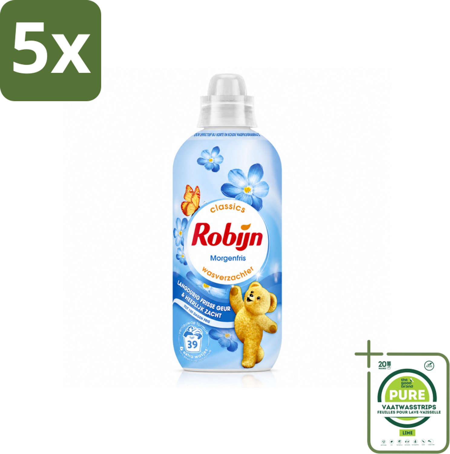 5 x Robijn – Wasverzachter – Morgenfris – 780 ml - Grootverpakking - Vaatwasstrips - Wasverzachter - Wasgeur - Kleding Verzachter - Frisse Geur - Slijtage Verminderen
