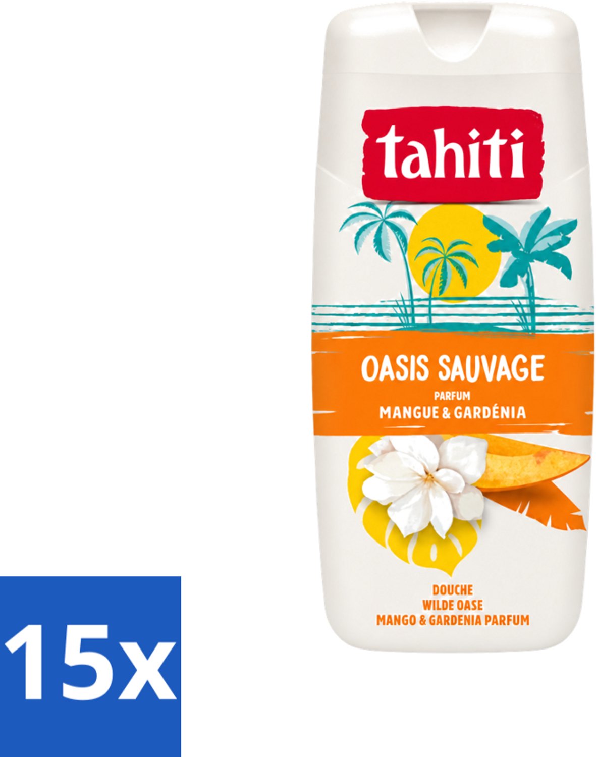15 x Tahiti - Douchegel - Wilde Oase - Mango & Gardenia - 315 ml - Voordeelverpakking - 15 stuks
